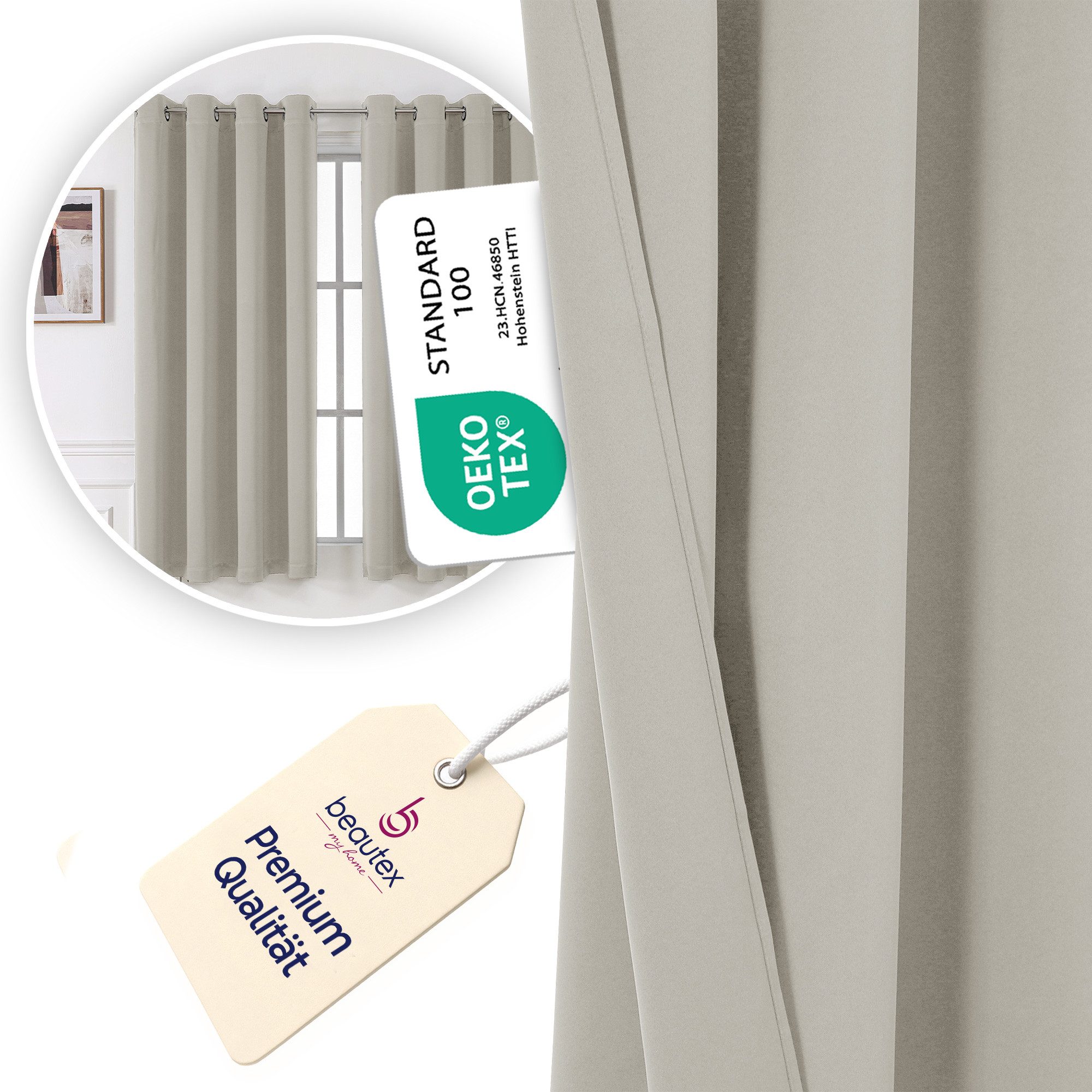 Beautex Verdunkelungsvorhang Verdunkelungsgardine Ösen Vorhang blickdicht abdunkelnd (1 St), Ösen, verdunkelnd. € 15,99