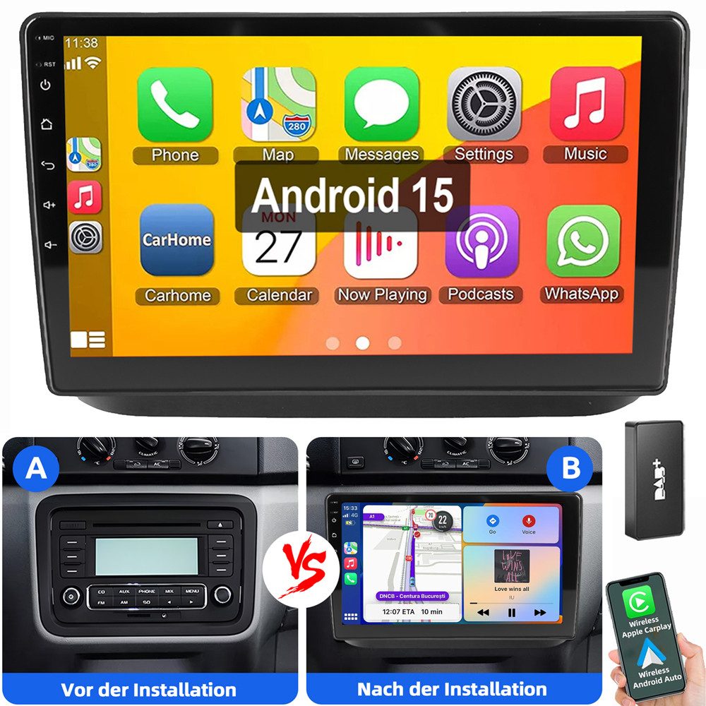 ESSGOO Für Skoda Fabia II 2008-2013 Carplay Android 15 Bluetooth Autoradio (RDS, 4+64GB optional, FM, AM, 2 DIN Carplay Android Auto Bluetooth WIFI SWC Navigationsgeräte)