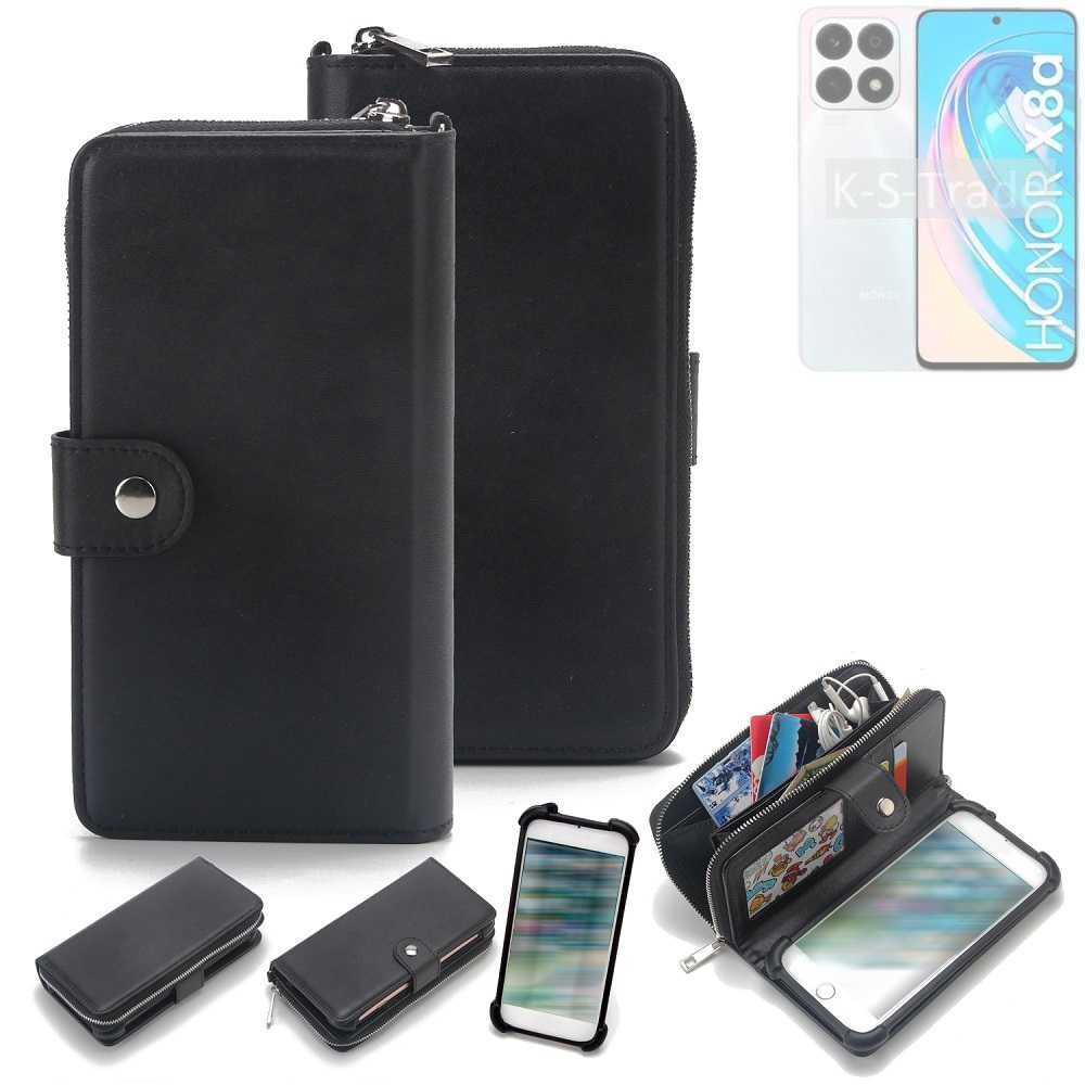 K-S-Trade Handyhülle für Honor X8a 5G, 2in1 Handyhülle Schutzhülle & Portemonnee Cover Handy Hülle