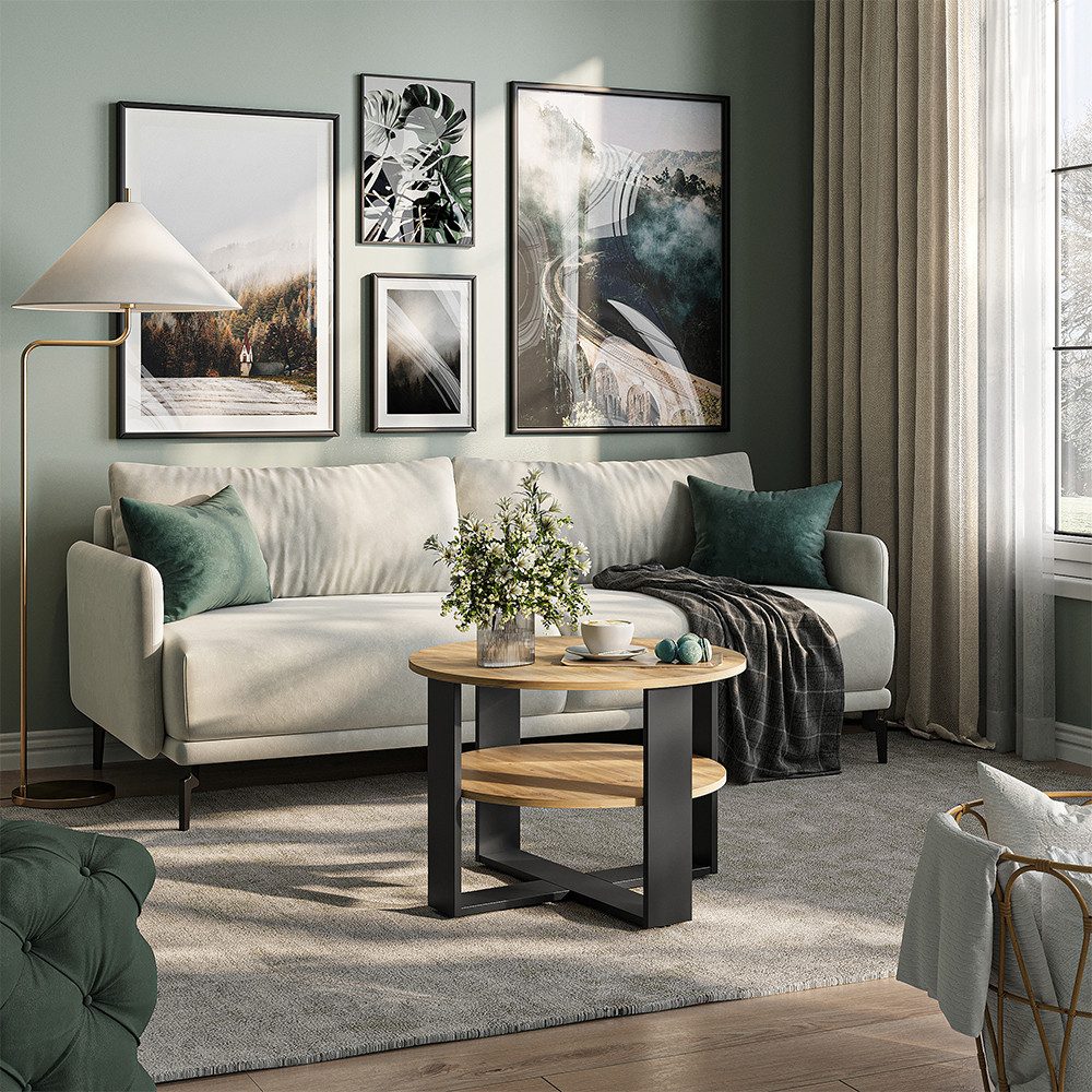 Vicco Couchtisch Romeo, Anthrazit/Artisan-Eiche, 68 x 68 cm (1-St)