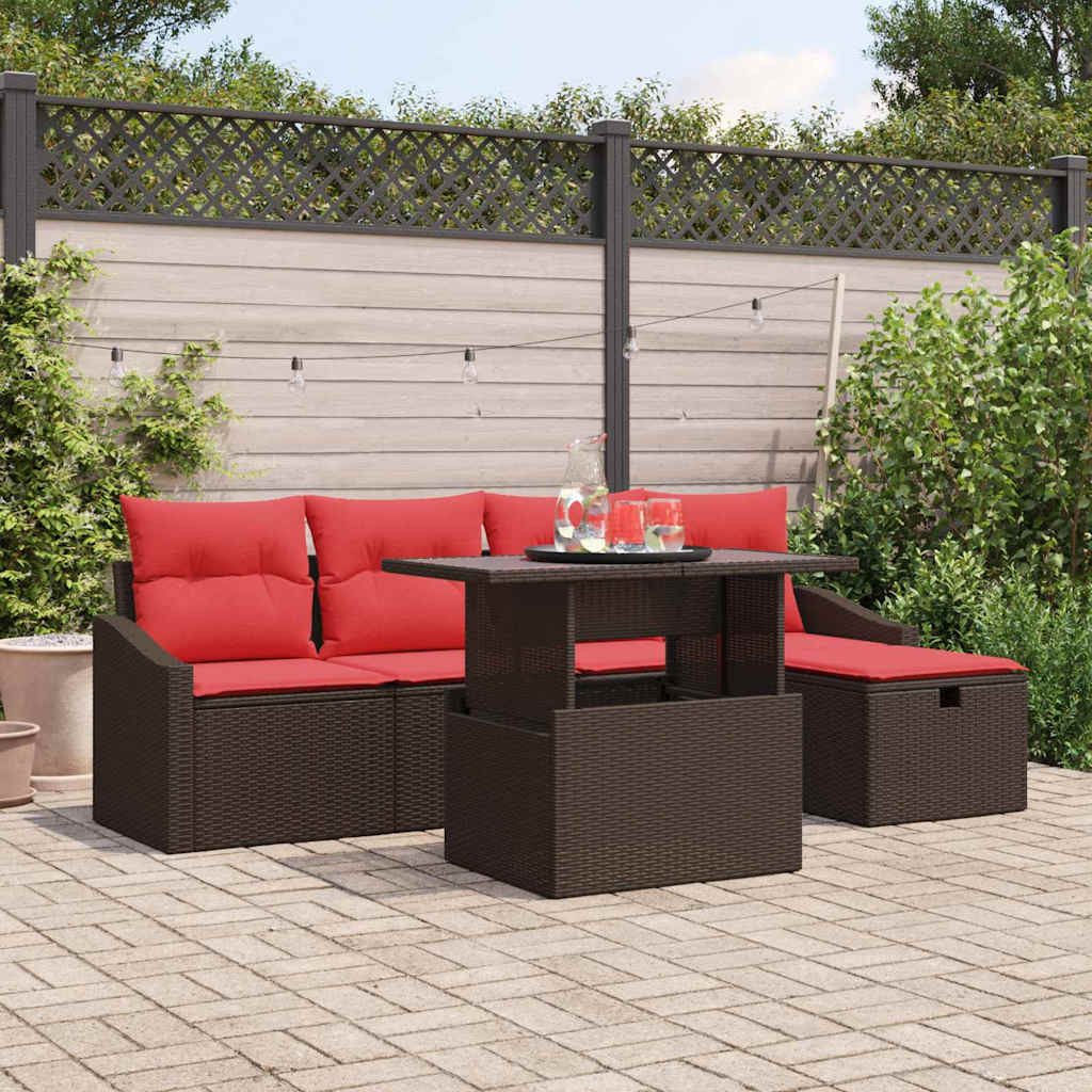 vidaXL Gartenlounge-Set Gartensofa-set 6 Stk. Poly-Rattan, (6-tlg)