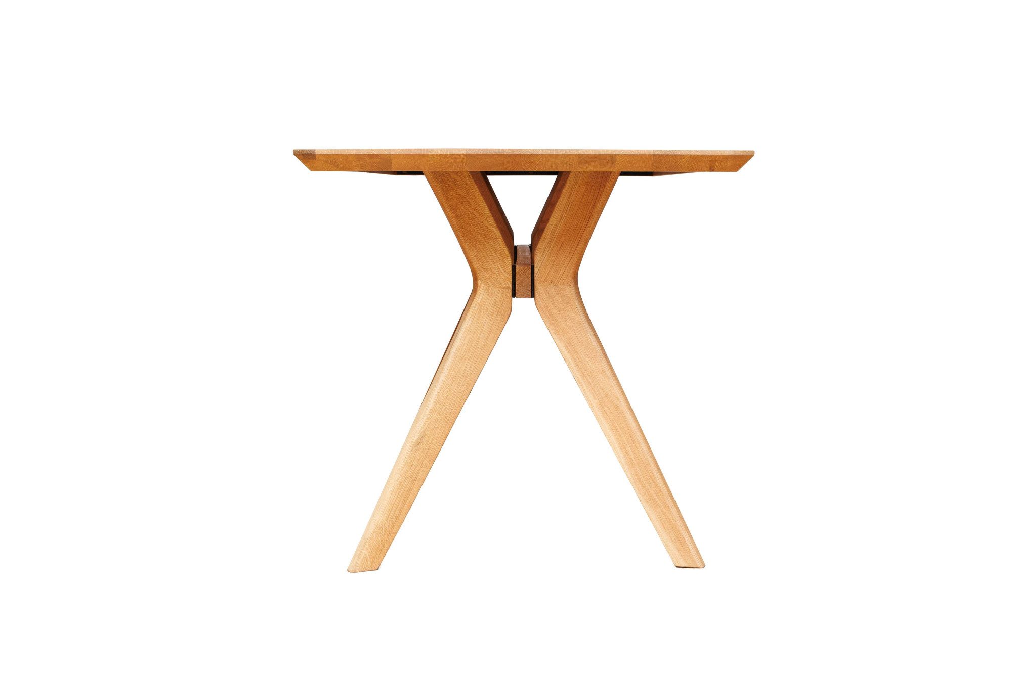 OTTO home Esstisch Arco Küchentisch, Tisch, Speisetisch, Esszimmertisch, Familientisch, 4 cm Tischplatte, Eiche geölt, Schweizer Kante & gekreuzte Beine