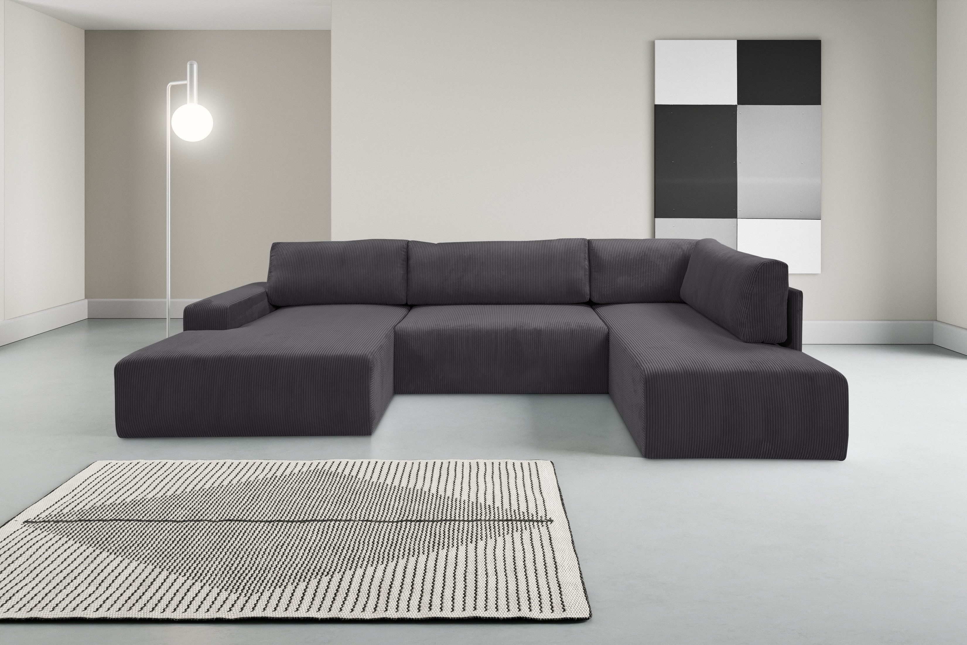 WERK2 Wohnlandschaft Rotterdam-U, U-Form, in kuschelweichem Cord oder Breit günstig online kaufen