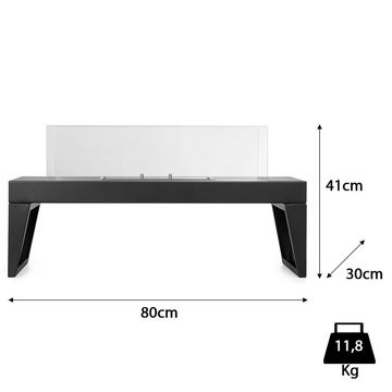 Moritz Echtfeuer-Dekokamin Standkamin Raumteiler 80 x 30 x 41 cm, Bio-Ethanol Standkamin Ethanolbrenner Glasfeuer Terrassenfeuer Tischfeuer