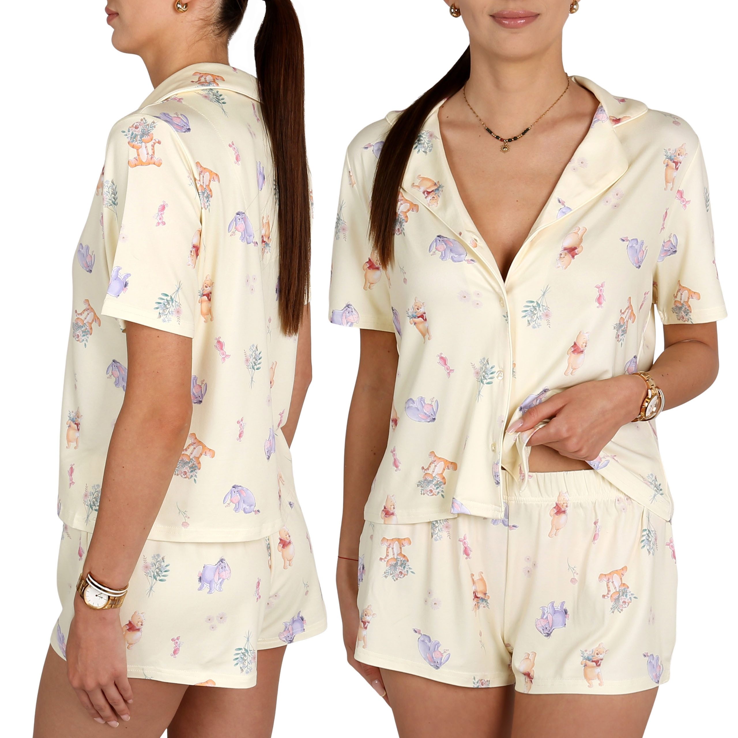 Disney Pyjama DISNEY Winnie Puuh Damen-Sommerpyjama mit Knöpfen