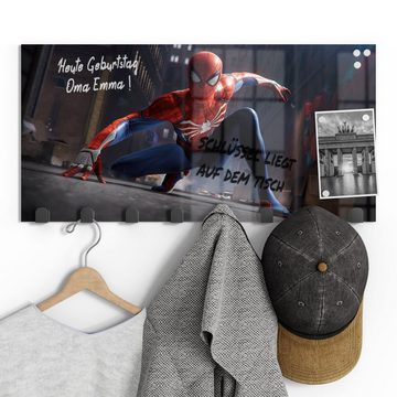 DEQORI Kleiderhaken 'Spider-Man Superheld', Glas Garderobe Paneel magnetisch beschreibbar