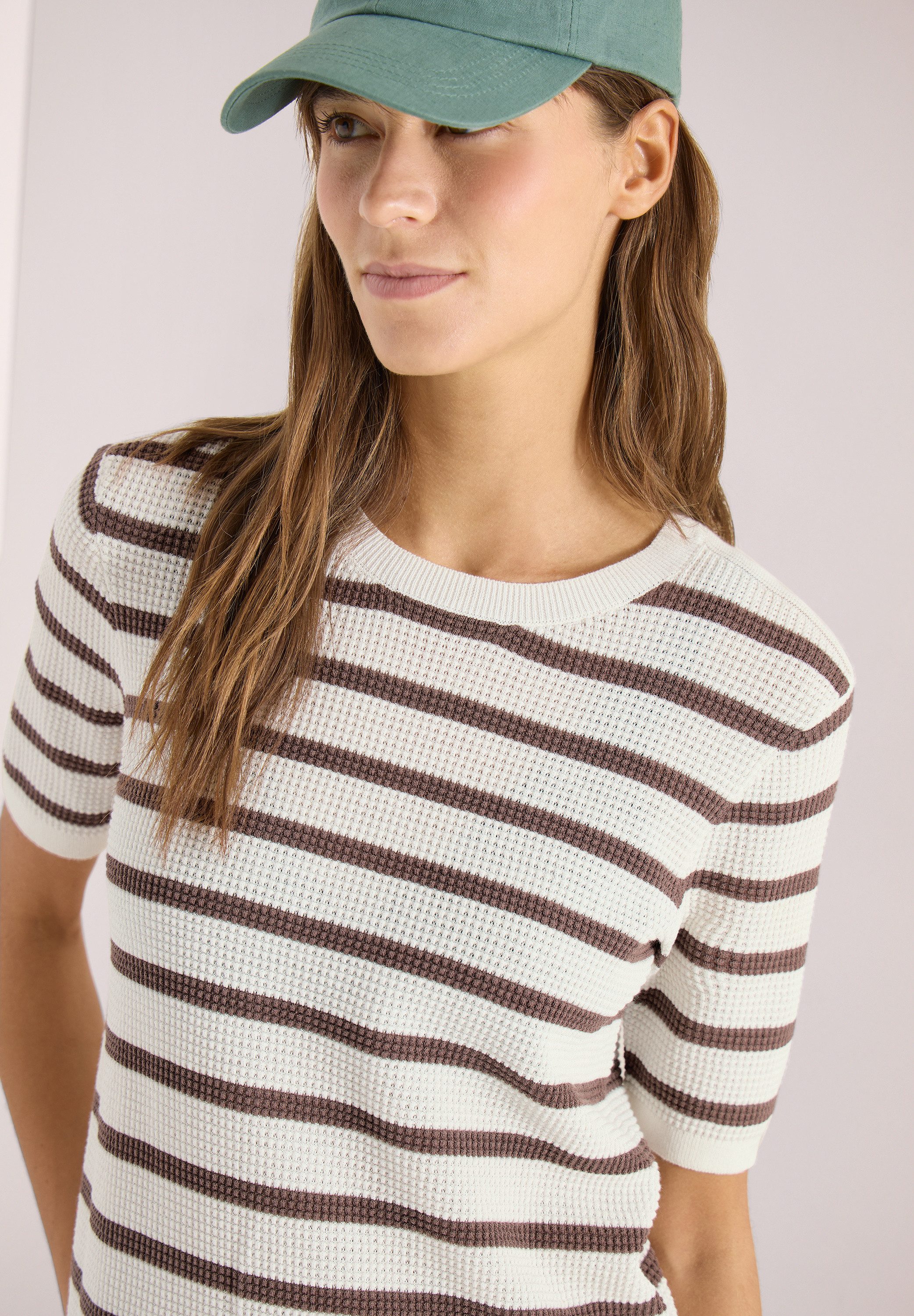CECIL Kurzarmpullover aus reiner Baumwolle
