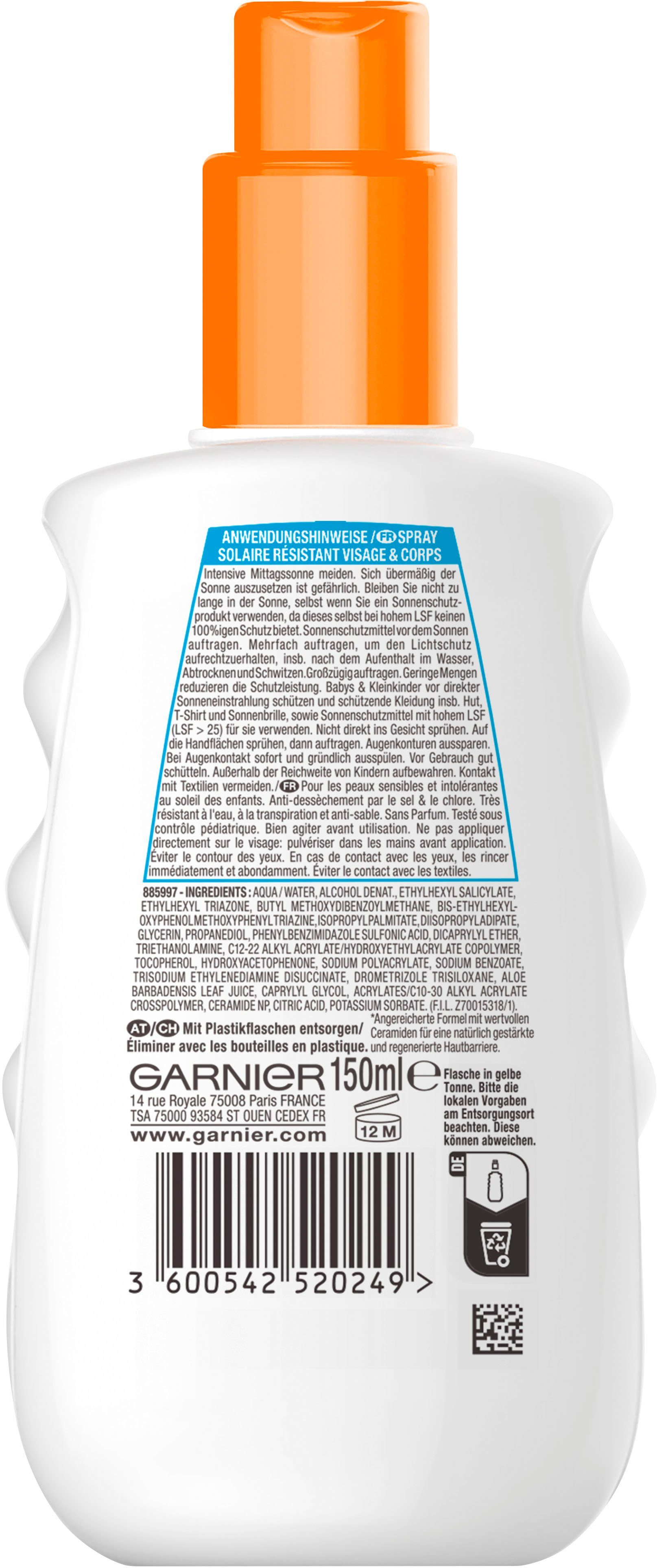 GARNIER Sonnenschutzspray Sensitive Garnier Sonnenschutz-Spray Kids