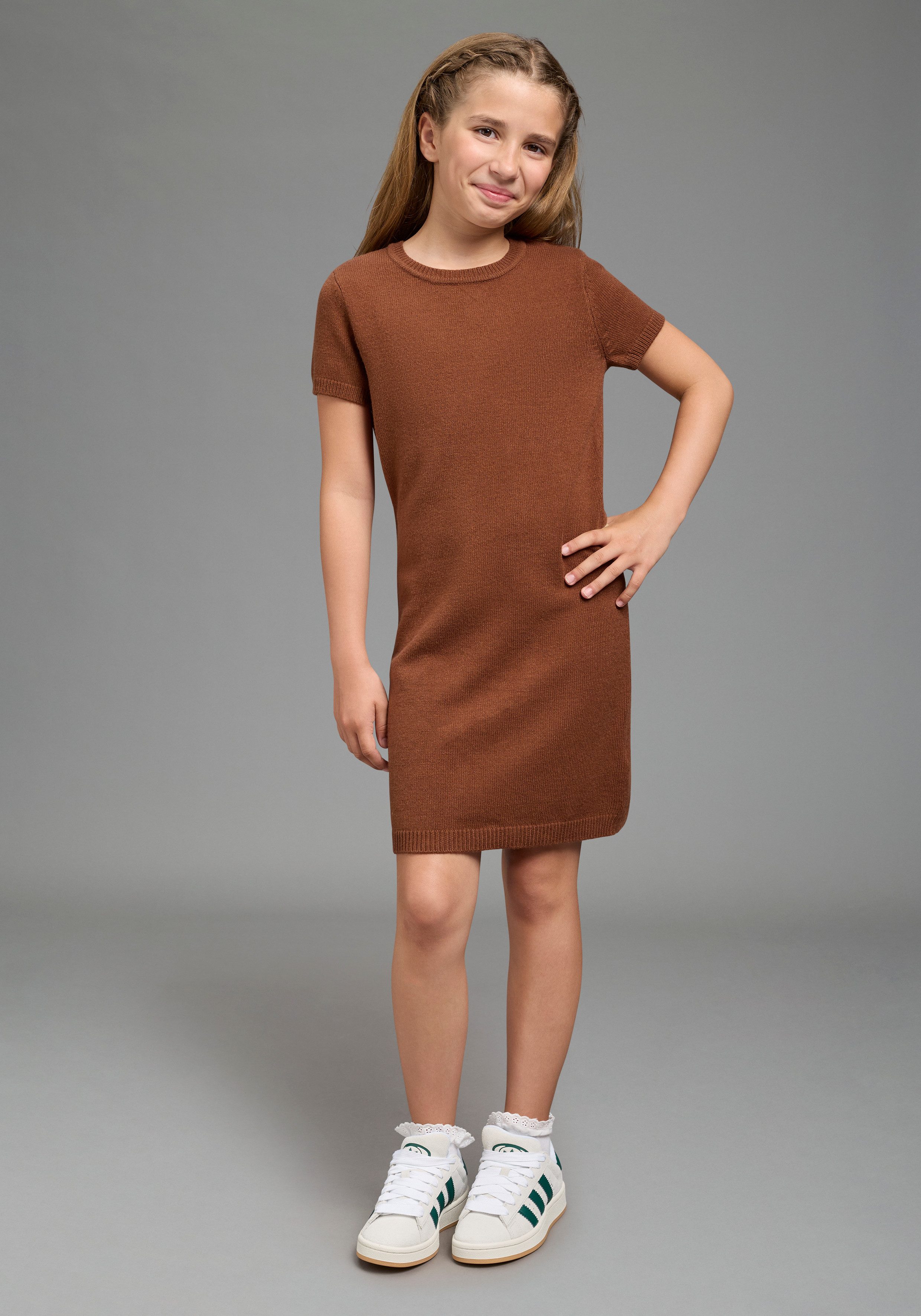 H.I.S Strickkleid Trendiges H.I.S Strickkleid mit kurzen Arm, weich anliegend Kleid aus Feinstrick für Mädchen, für Frühling und Herbst
