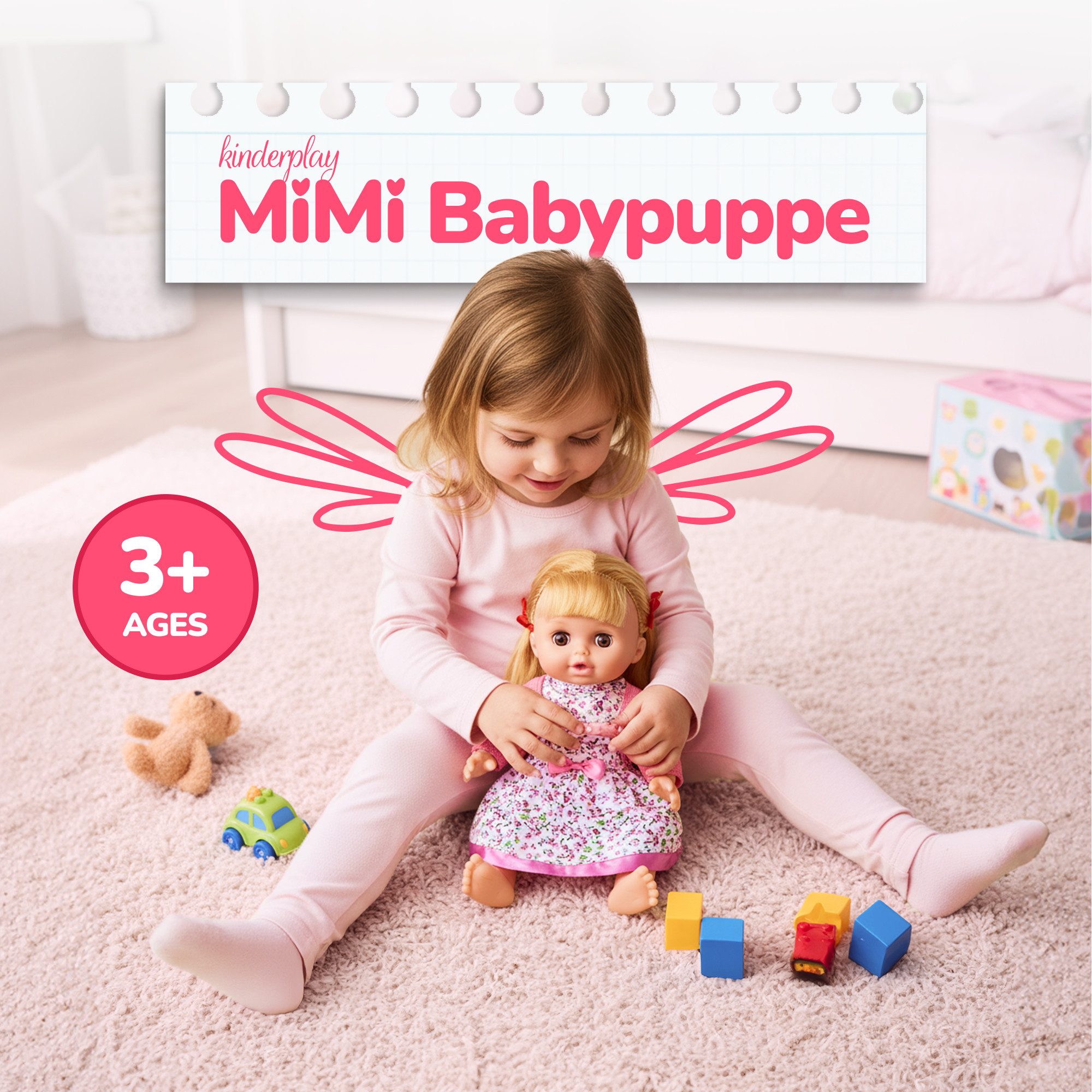 Kinderplay Dolls & Strollers Babypuppe Baby-Puppe mit Friseurset – sprechend – Spielspaß ab 3 Jahren (Set)