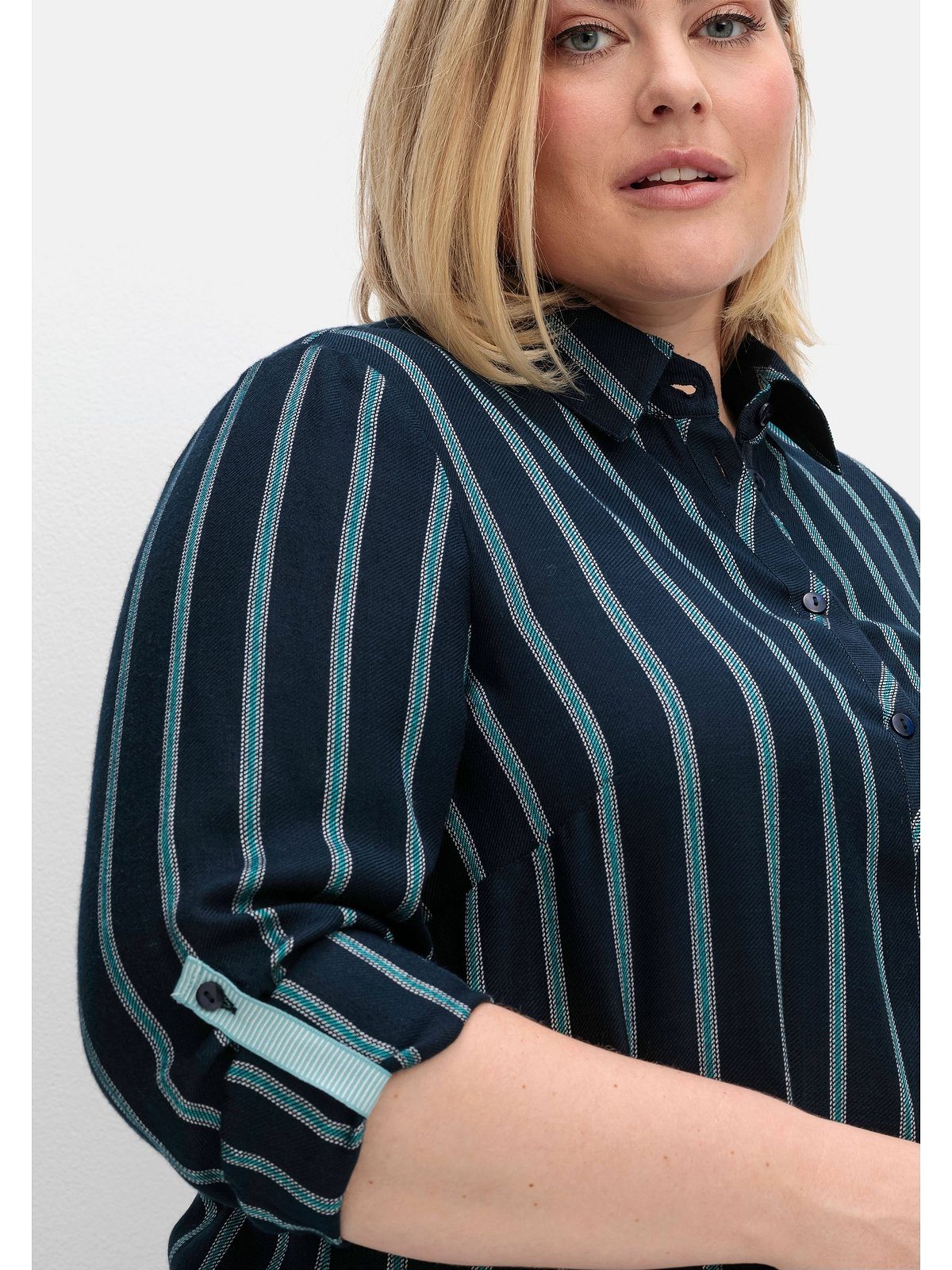Sheego Langarmbluse Große Größen mit Multicolor-Streifen, leicht transparent