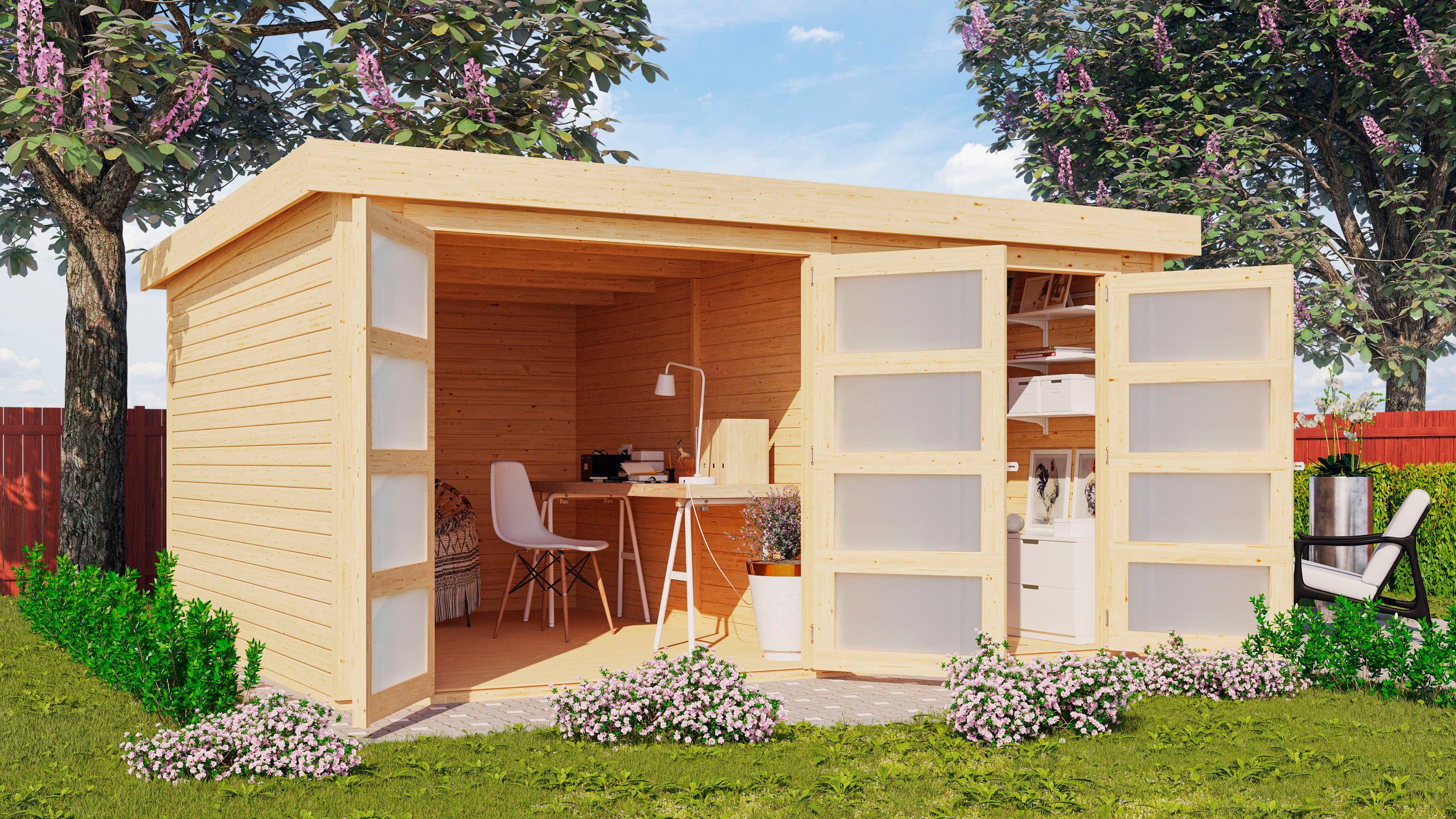 Karibu Gartenhaus Mühlentrup 3, BxT: 428x351,5 cm, terragrau oder naturbelassen