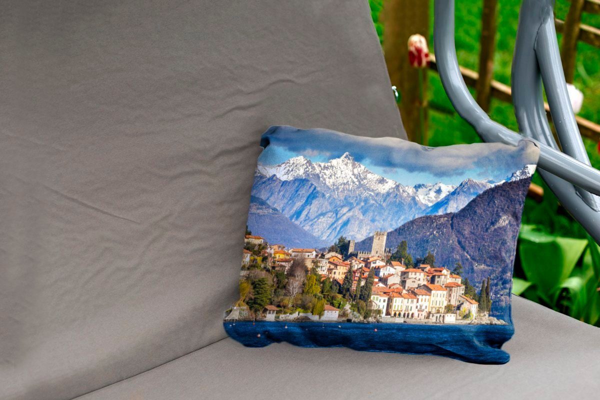 Polyester, - MuchoWow Comer Alpen - Dekokissenbezug, Outdoor-Dekorationskissen, Dekokissen See Italien, Kissenhülle