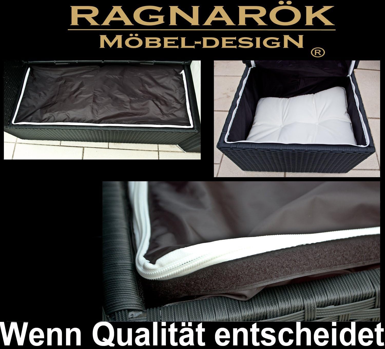 Ragnarök Möbel-Design Garten-Essgruppe Dining Lounge Wieland L, (Ecksofa + Tisch + Hocker, Polyrattan, inkl. aller Polster), Sitzpolster ca. 16 cm dick, 2 Härte – Bild 4 von 4