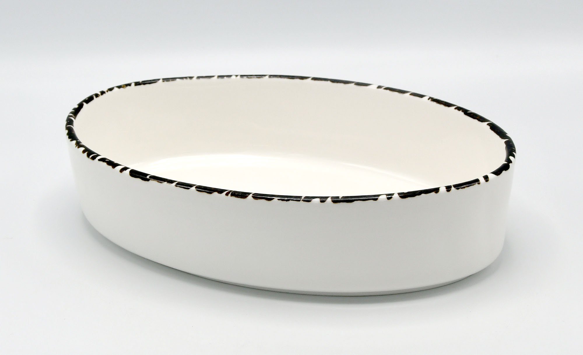 Florina Auflaufform Auflaufform Backform Küchenform Lasagneform oval 27 cm Retro, Porzellan, (1-St), Keramik, mit hübschem dunkelblauen Muster