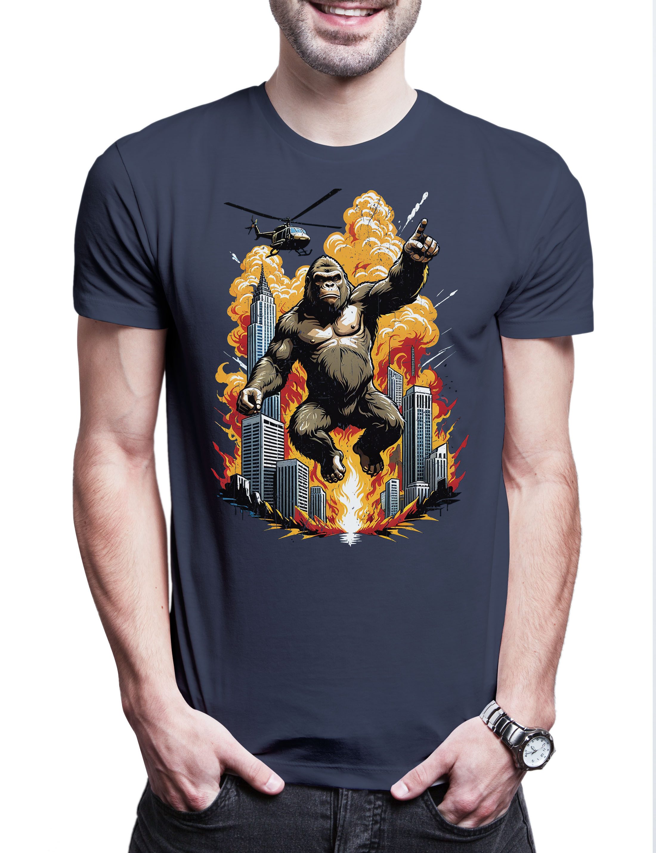 Print-Shirt Skyscraper Kong Herren T-Shirt Ape Affe Japan Insel King Kaiju Giant