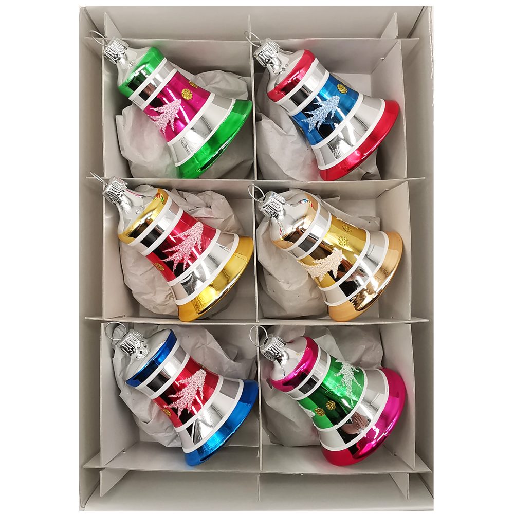Schatzhauser Christbaumschmuck Nostalgie Lauschaer Glocken-Set Ø 5cm (6-tlg), mundgeblasen, handbemalt