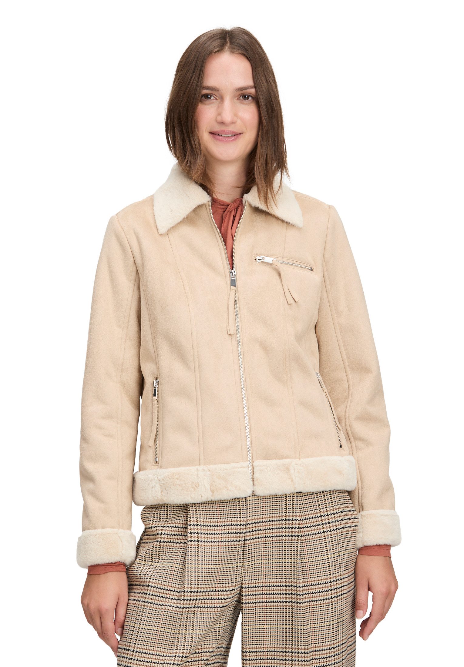 Cartoon Jackenblazer Damen mit Kunstfellkragen