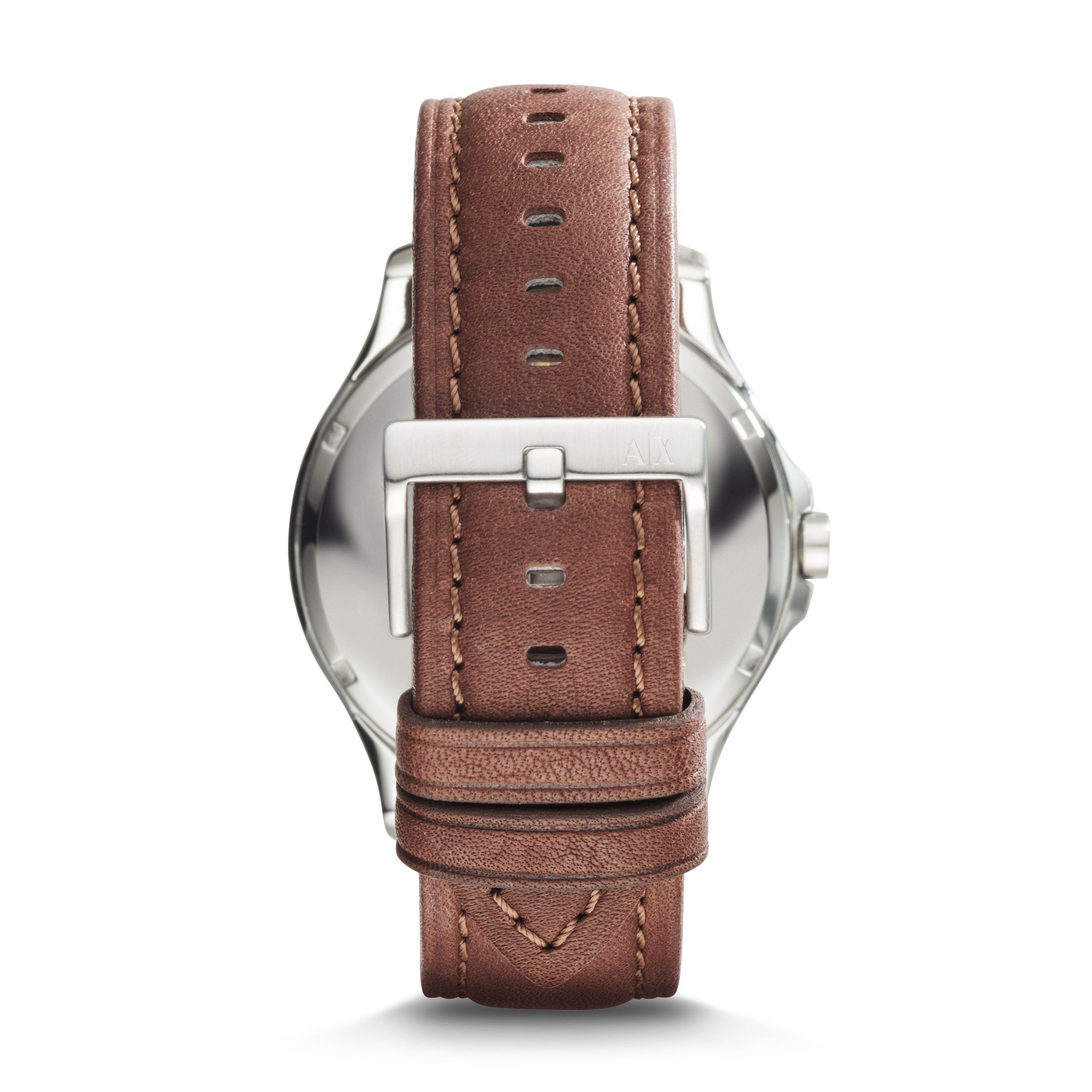 ARMANI EXCHANGE Quarzuhr The Brown Leather Edelstahl