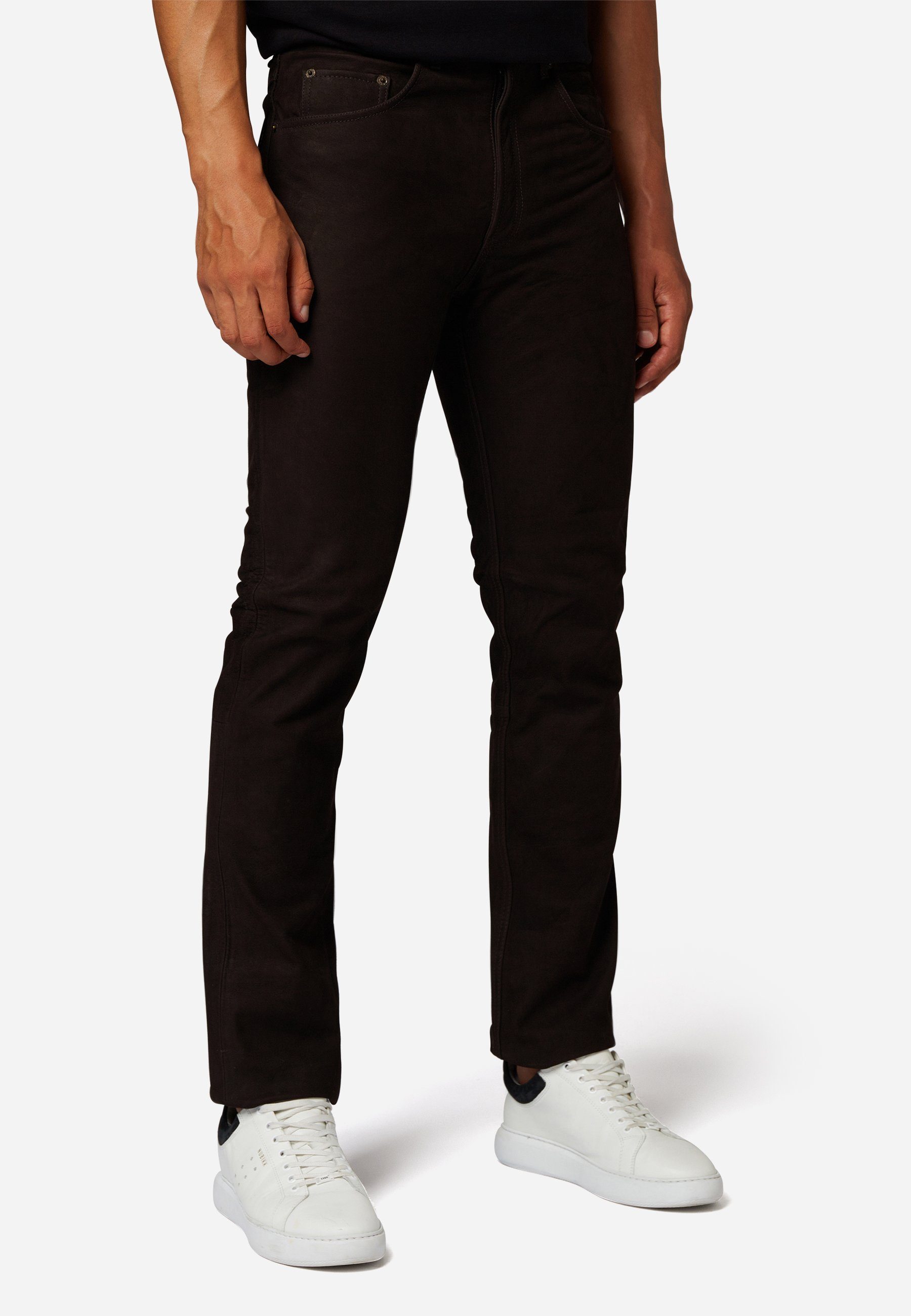 RICANO Lederhose RT-101 Lederjeans aus Büffel Nubuk Leder im klassischen 5-Pocket-Stil