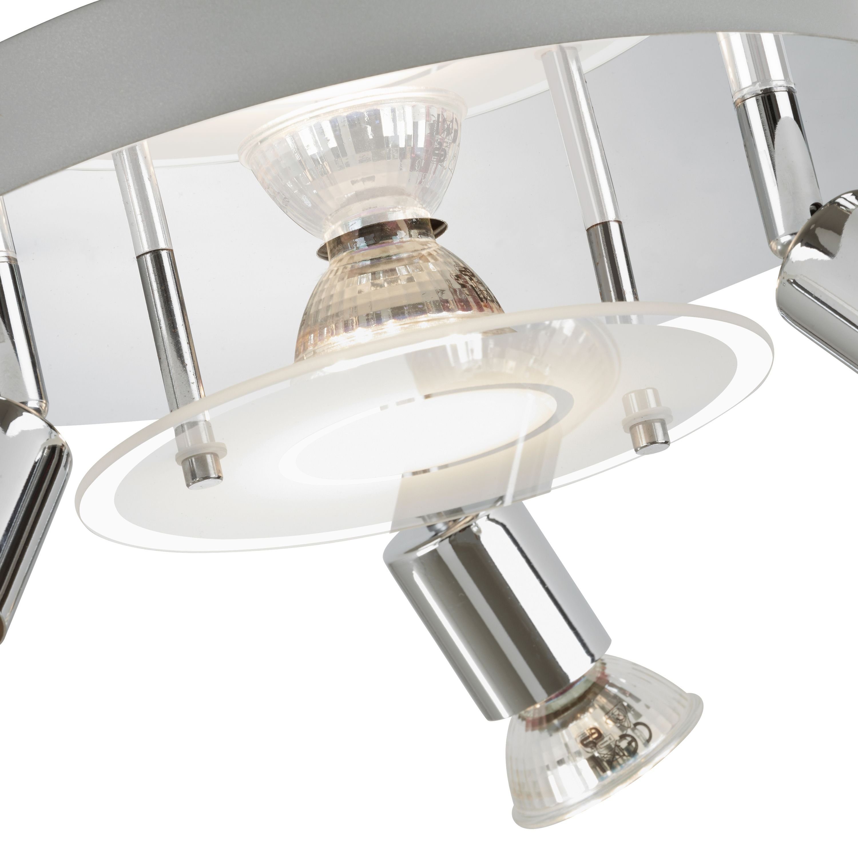 Briloner wechselbar, Deckenleuchte Warmweiß, Leuchten LED LED GU10, chrom, 3498-048, Deckenlampe