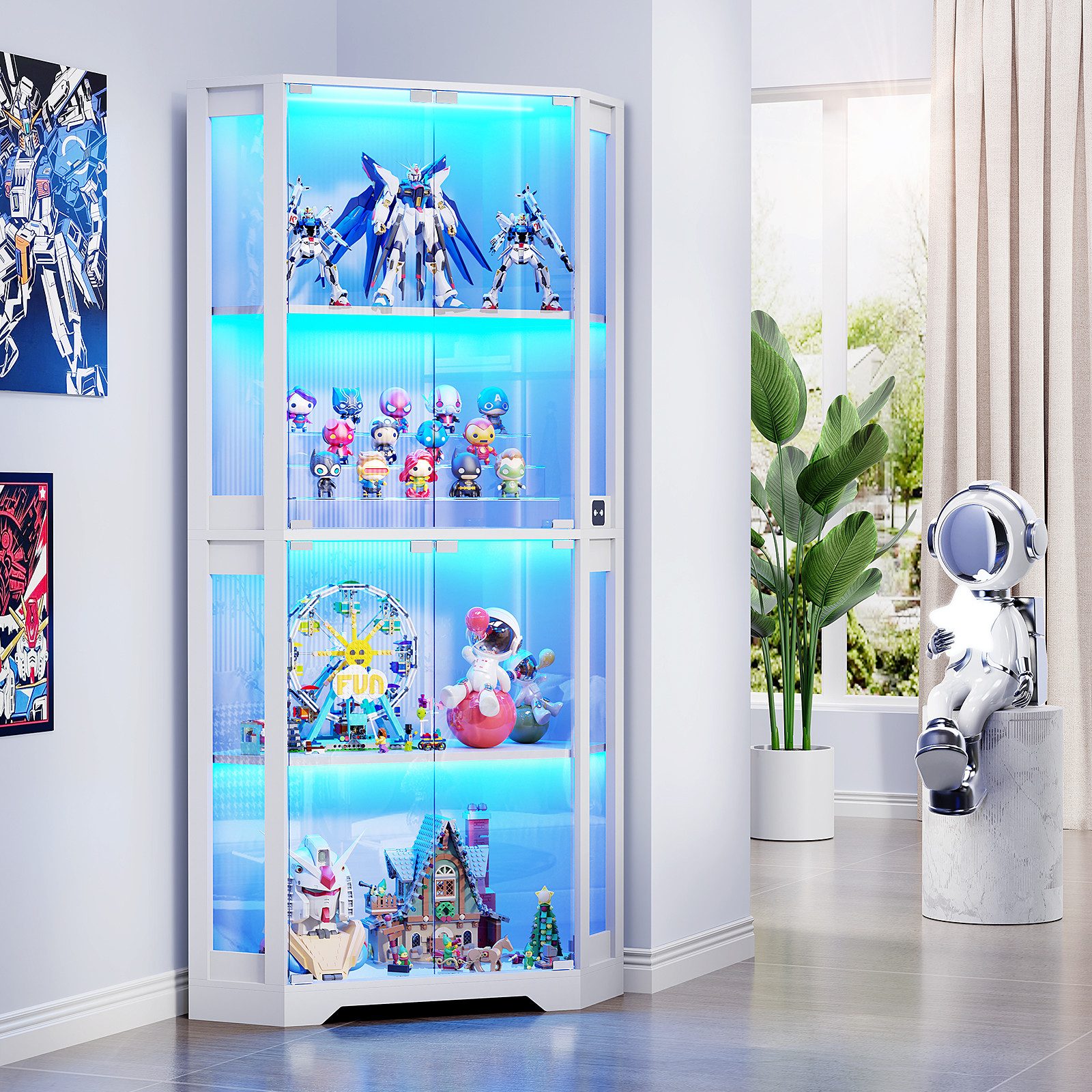 BROTTAR Glasvitrine Curio-Schrank, Eckvitrine, 4 Böden mit LED-Beleuchtung günstig online kaufen