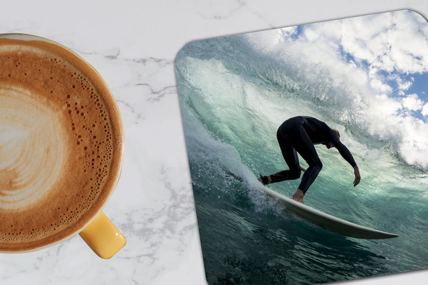 Surfer für Glasuntersetzer Tasse Tischuntersetzer, Korkuntersetzer, auf Gläser, Glasuntersetzer, MuchoWow Untersetzer, Zubehör Wellen, 6-tlg.,