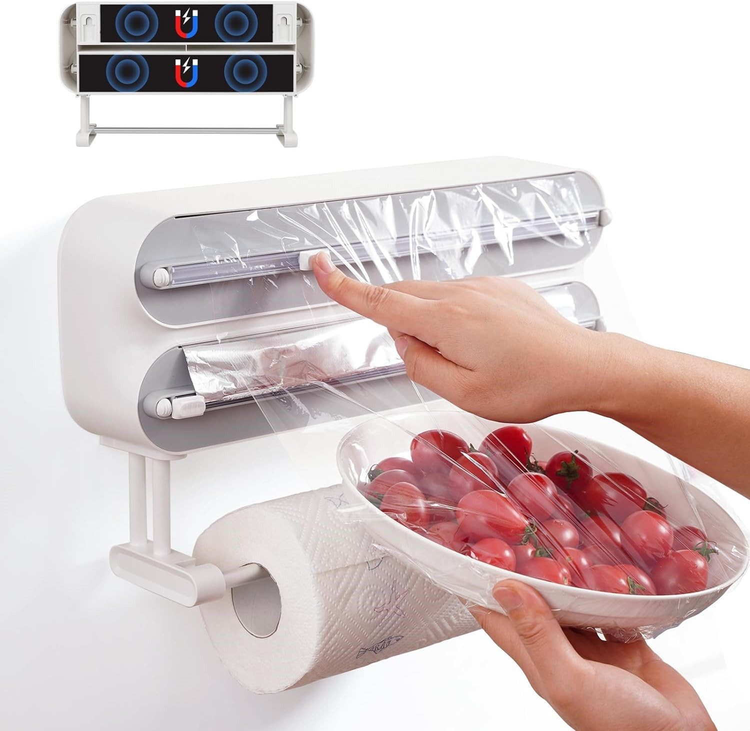 Dispenser Magnetico Per Pellicola Trasparente E Alluminio - Con Taglierino Integrato, Per Cucina