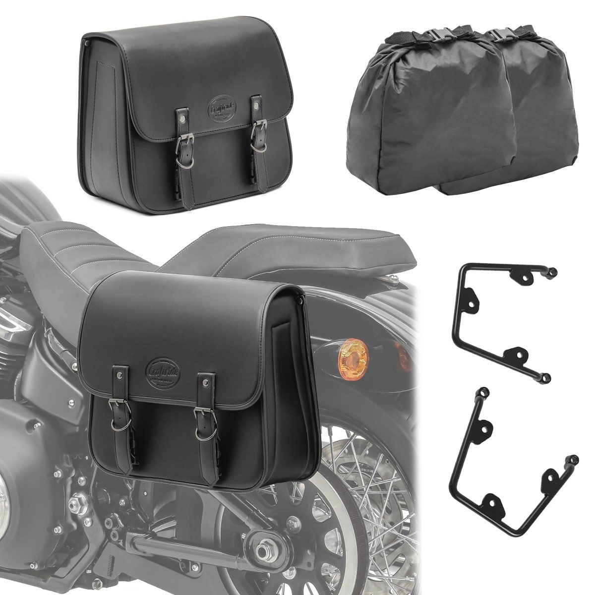Craftride Satteltasche Set 2x Satteltasche + Halter für Honda Rebel 500 17-25 LAR-P