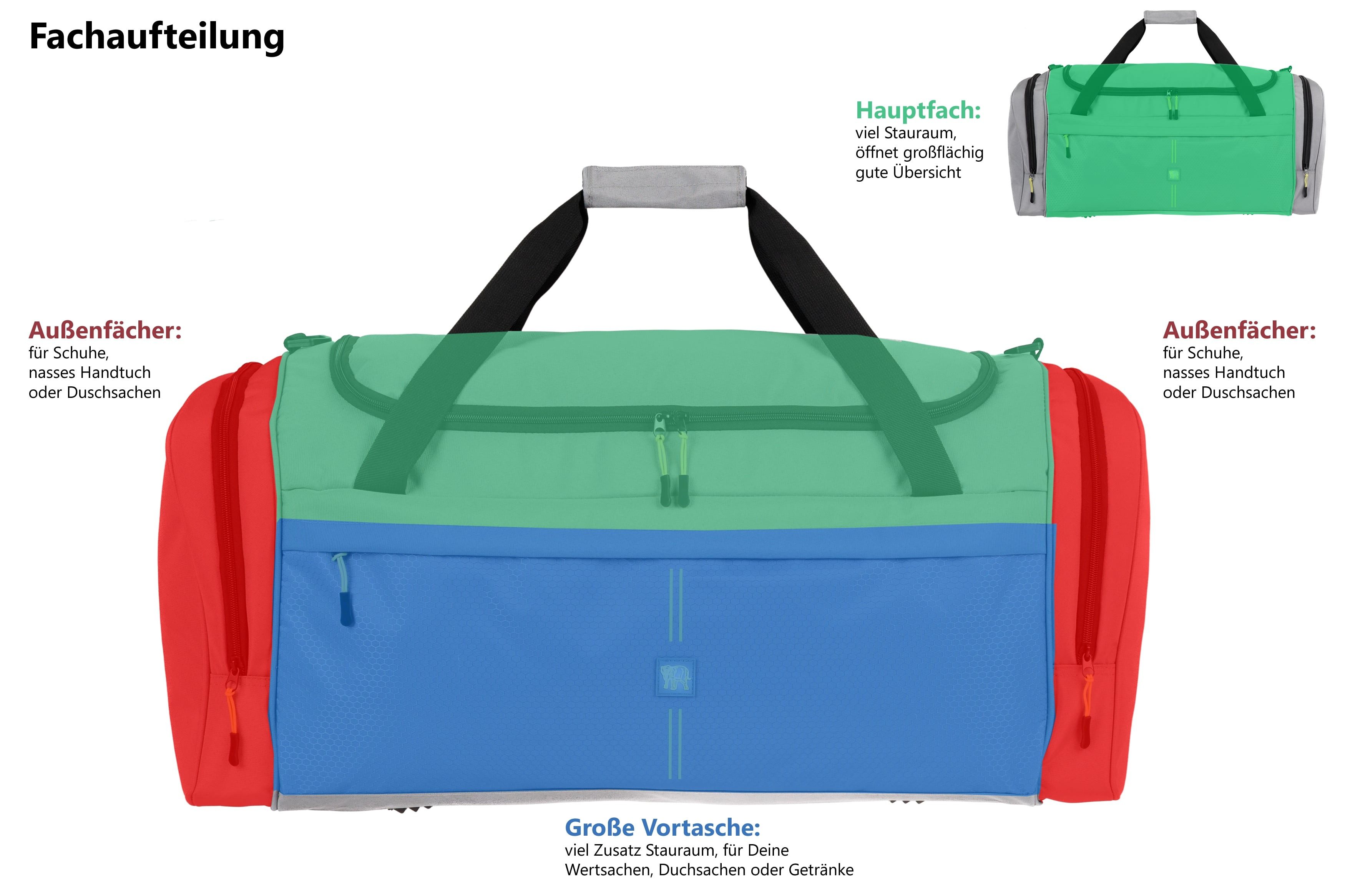 ELEPHANT Extra Large Sports Bag, Sauna Bag, Travel Bag Maxi XL 70 cm, 65 Liter Gym Bag, Football Bag XXL + Water Bottle