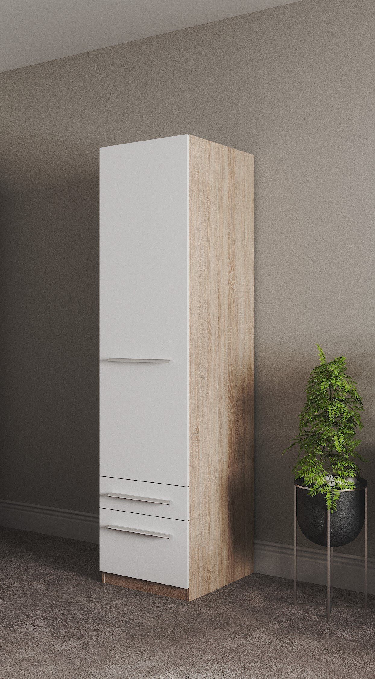 priess Kleiderschrank Schrank Garderobe Wäscheschrank Barcelona in 5 Breiten viel Stauraum, geräumige Schubkästen, mit Spiegel, MADE IN GERMANY – Bild 3 von 5