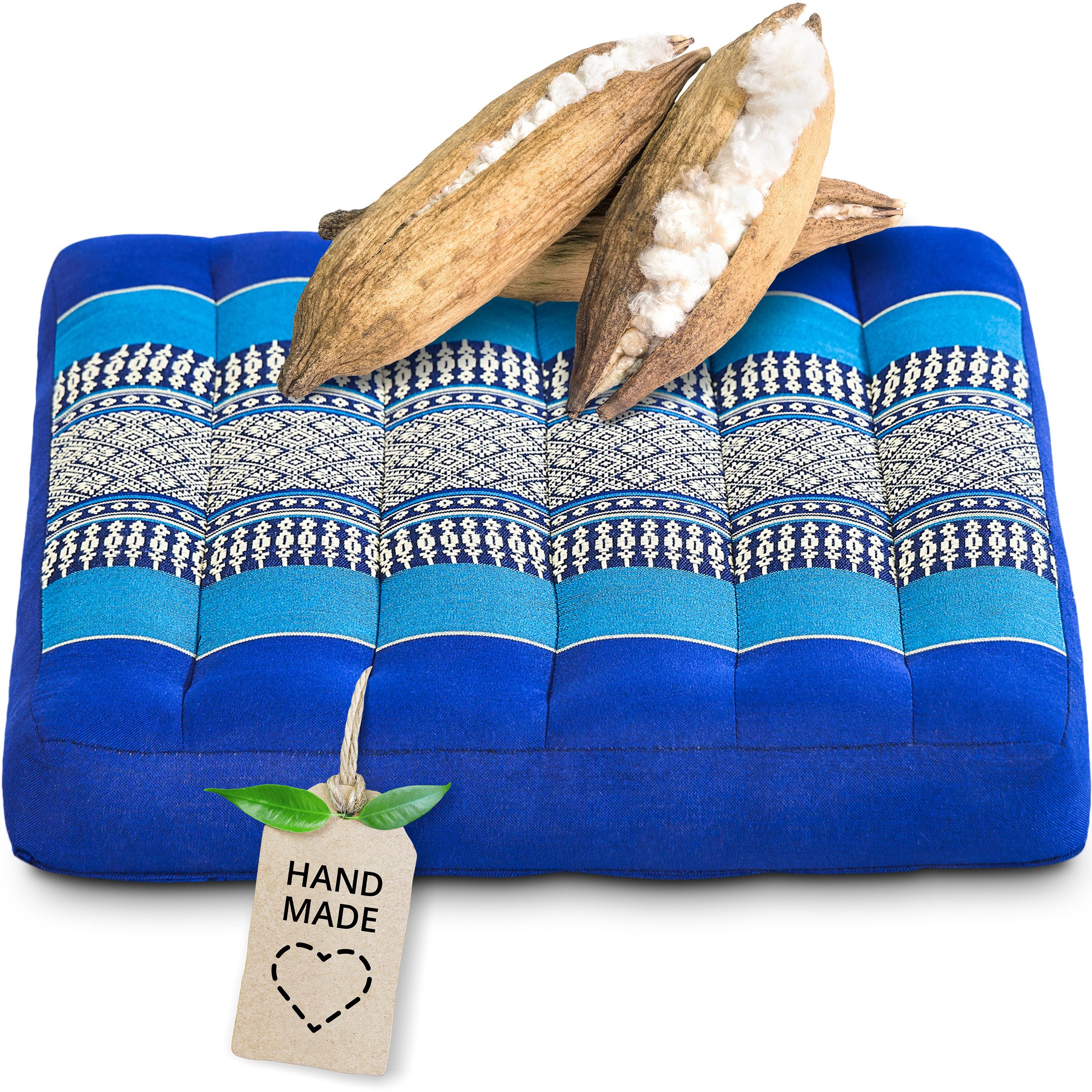 livasia Sitzkissen Steppkissen 50 cm, vegan und handgefertigt, 50x50x4,5cm, Kapok