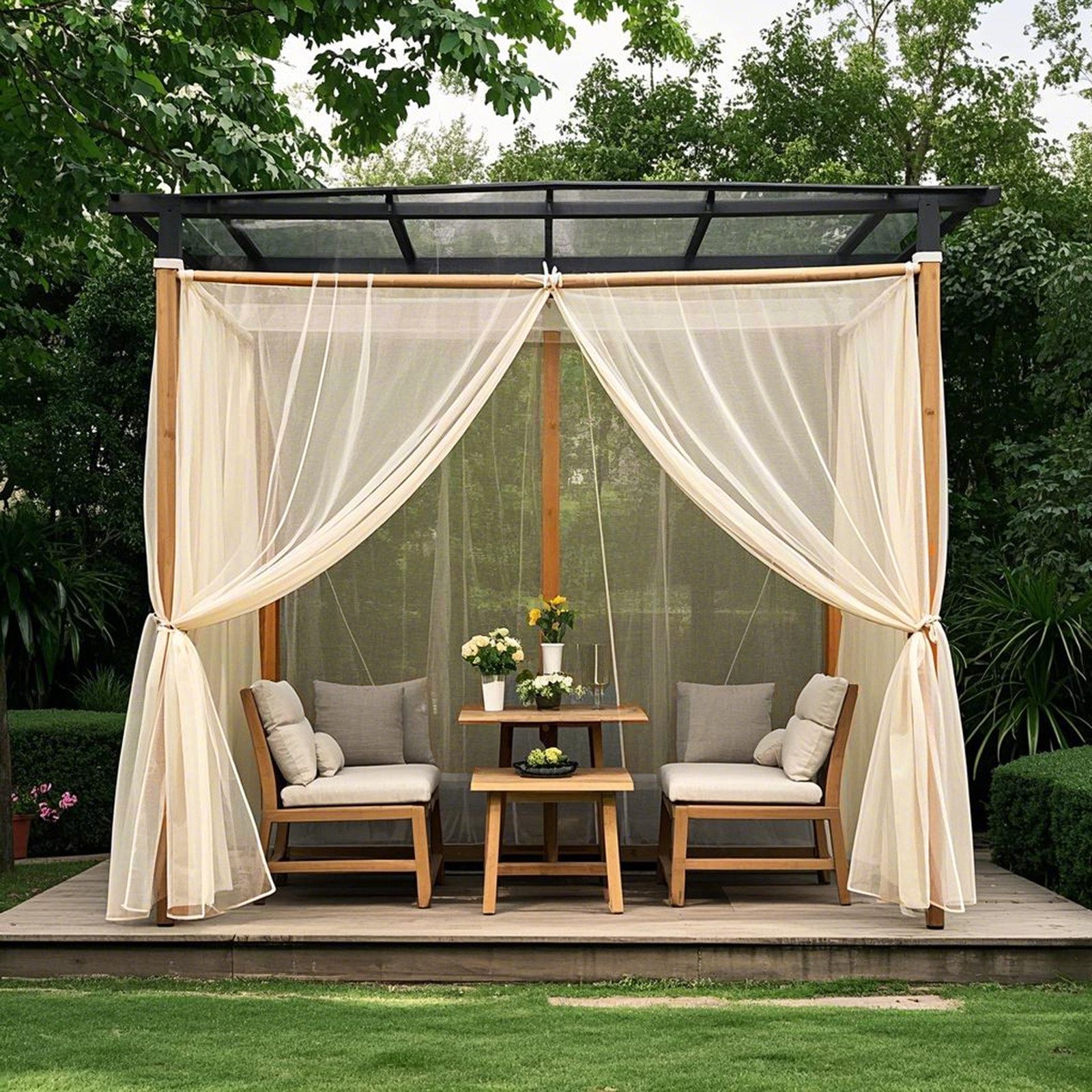 LMaxhome Outdoorvorhang Moskitonetz DIY Verstellbare Vorhang mit Stangentasche, insektenschutz (2 St), lichtstreuend, 6 Farben, 160 cm x 213/305 cm, für Terrasse & Pavillon