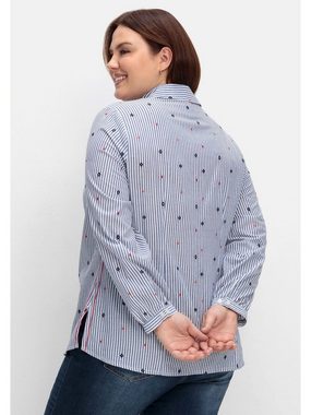 Sheego Hemdbluse Große Größen mit Stickereien, hochwertige Popeline-Qualität