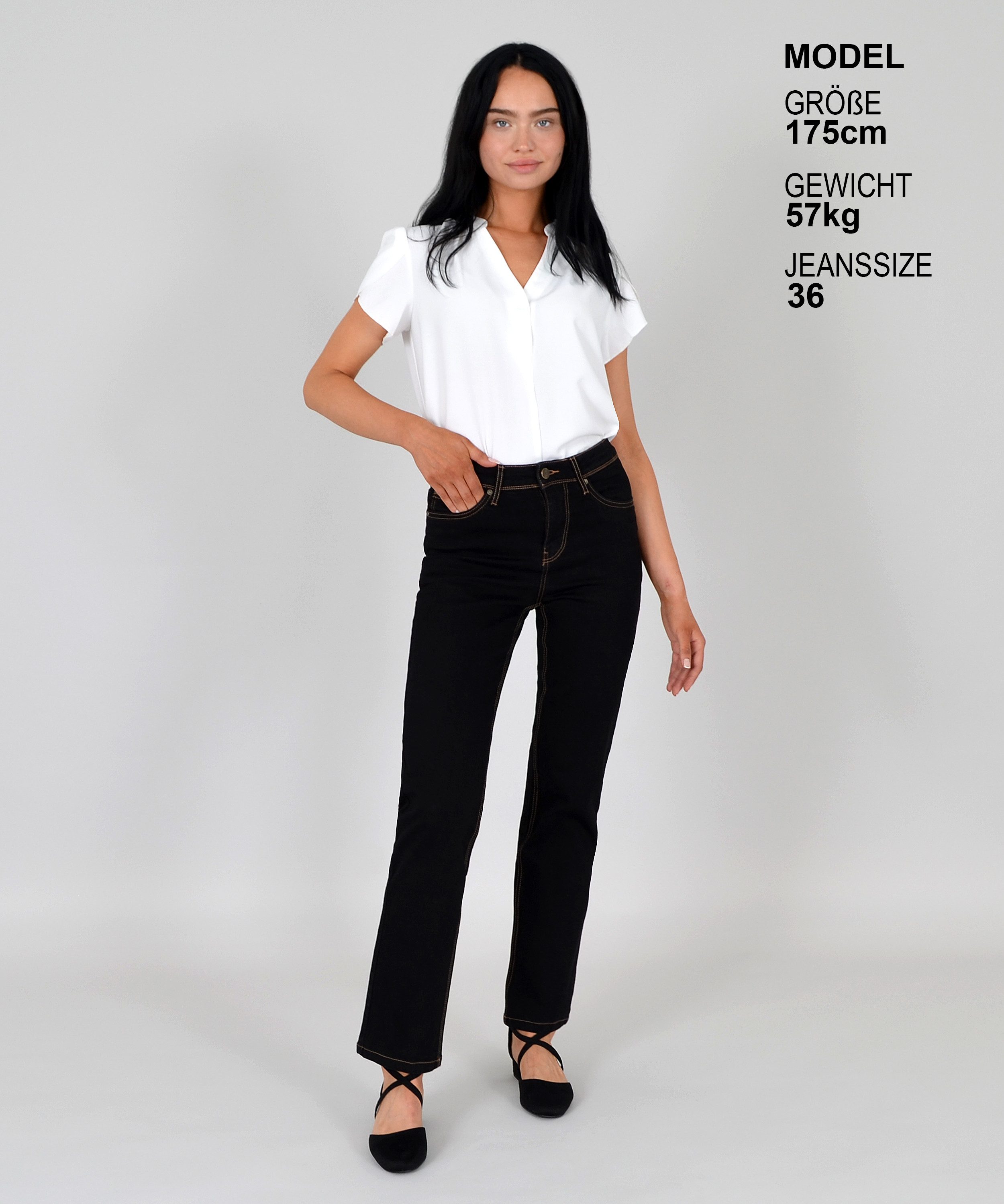 ESRA Straight-Jeans Damen Jeans Geradeschnitt Stretch Jeans Damen Regular F günstig online kaufen