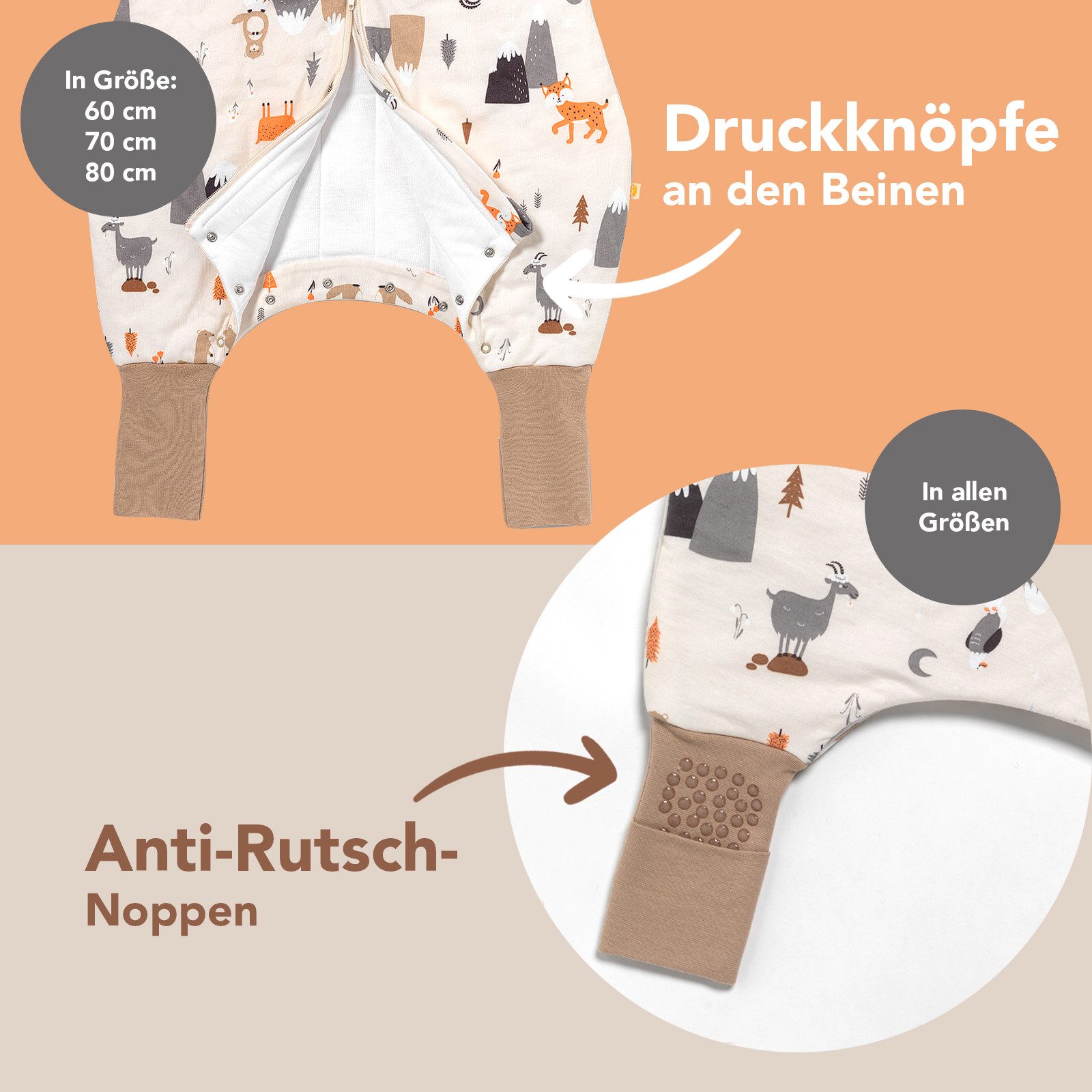 Schlummersack Kinderschlafsack Schlafsack mit Füßen und umklappbaren Bündch günstig online kaufen