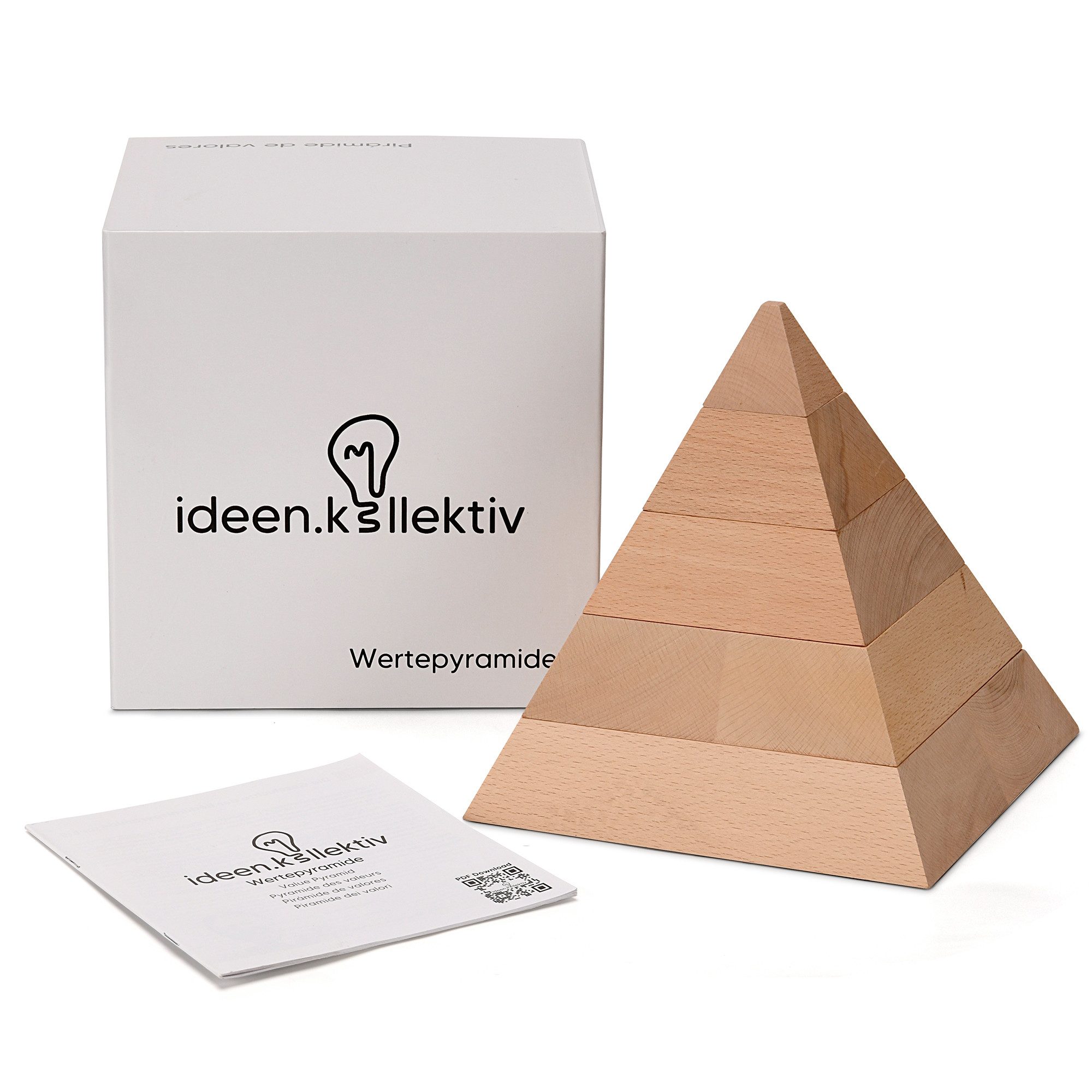 ideen.kollektiv Lernspielzeug Wertepyramide aus Holz – Bedürfnispyramide für Coaching, Therapie & Beratung, visualisiert Ziele und persönliche Entwicklung