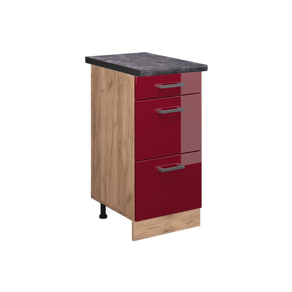 Vicco Unterschrank R-Line, Bordeaux Hochglanz/Goldkraft Eiche, günstig online kaufen