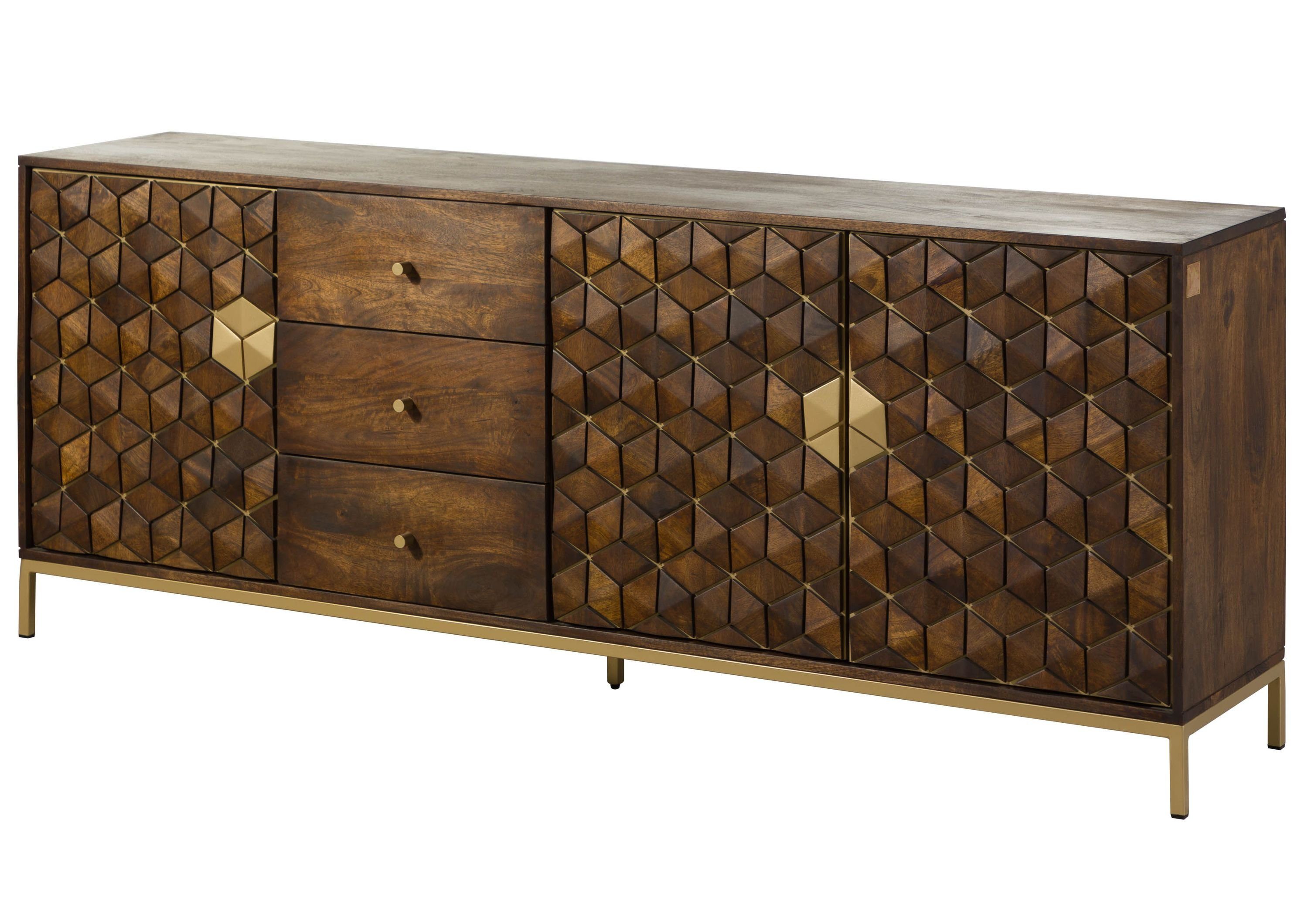 Massivmoebel24 Sideboard DIAMOND (Massivholz), Mango 194x40x77 braun geölt DIAMOND #221