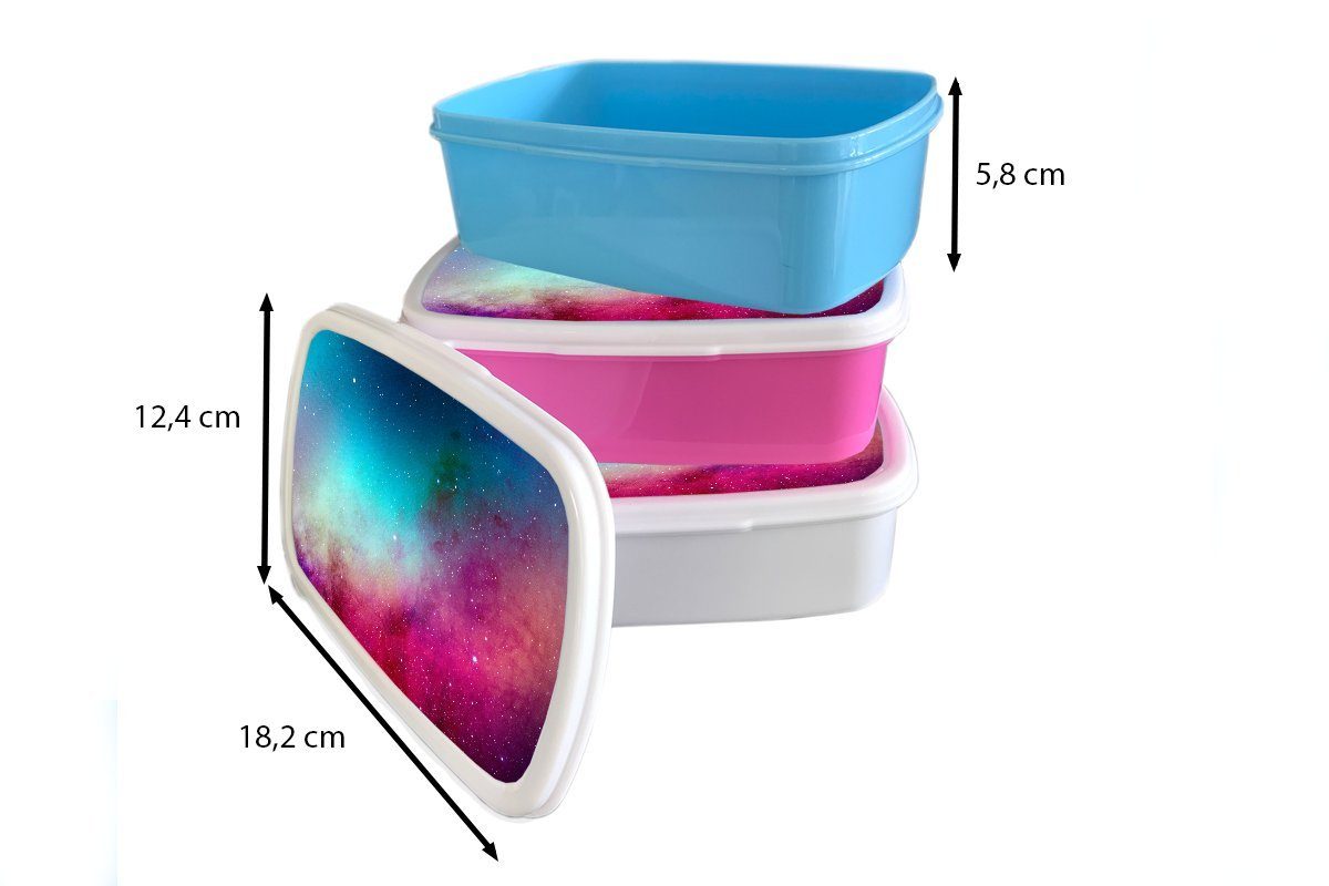 MuchoWow Lunchbox Aquarell - Sternenhimmel Brotdose Blau, Erwachsene, Snackbox, Kunststoff - (2-tlg), Kinder, Rosa Brotbox für - Mädchen, Kunststoff