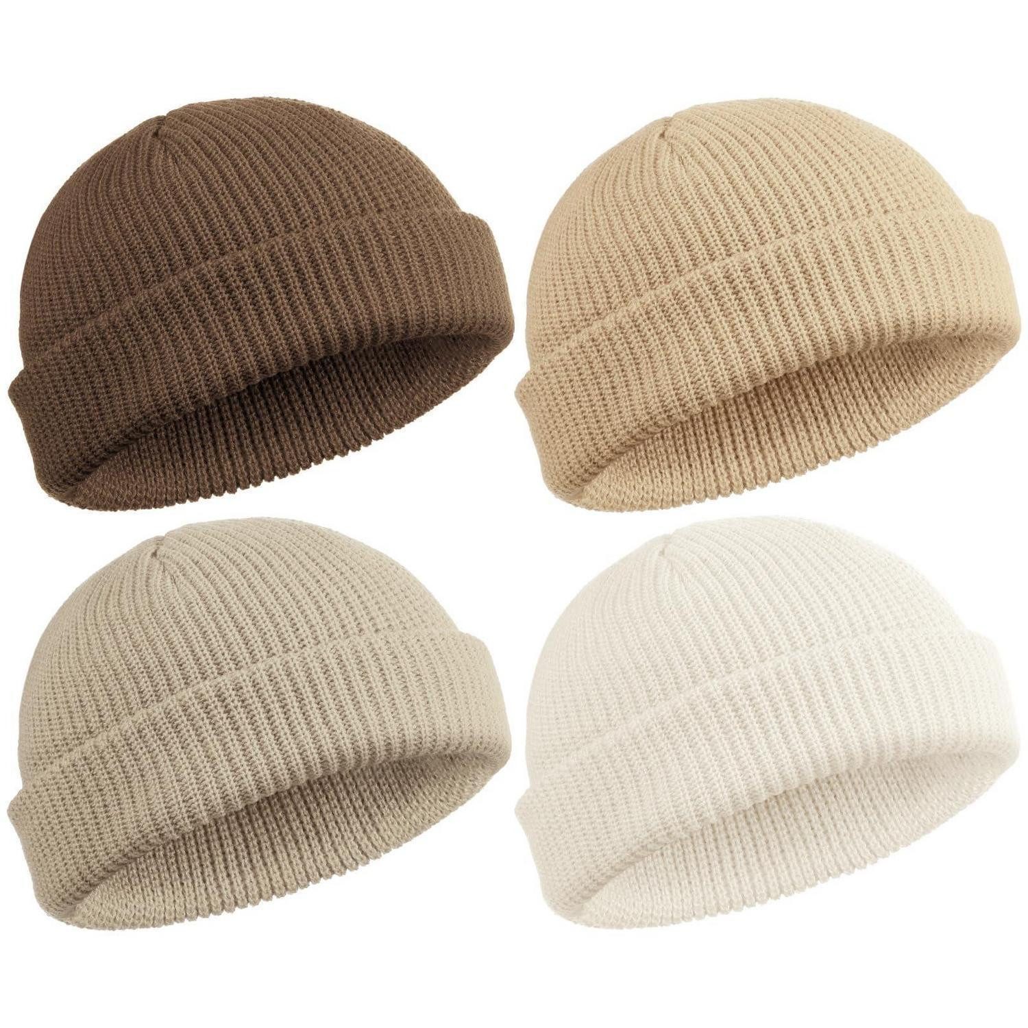 LuxusKollektion Beanie Mütze Trawler Beanie Winter Einheitsgröße Khaki/Aprikose/Beige/Weiß (4-St)