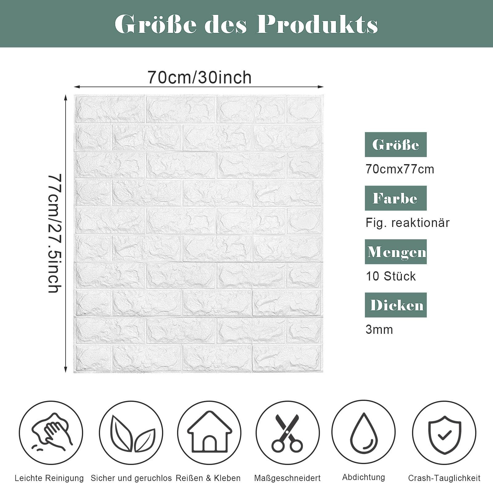 Youyijia 3D-Tapete 10 Stück 3D Wandpaneele günstig online kaufen