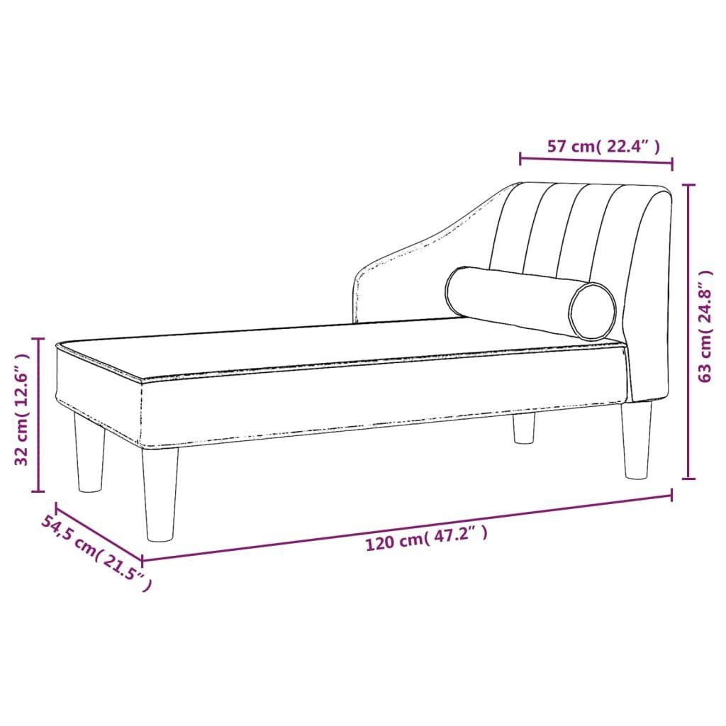 vidaXL Chaiselongue Nackenrolle Samt Schwarz Sofa mit