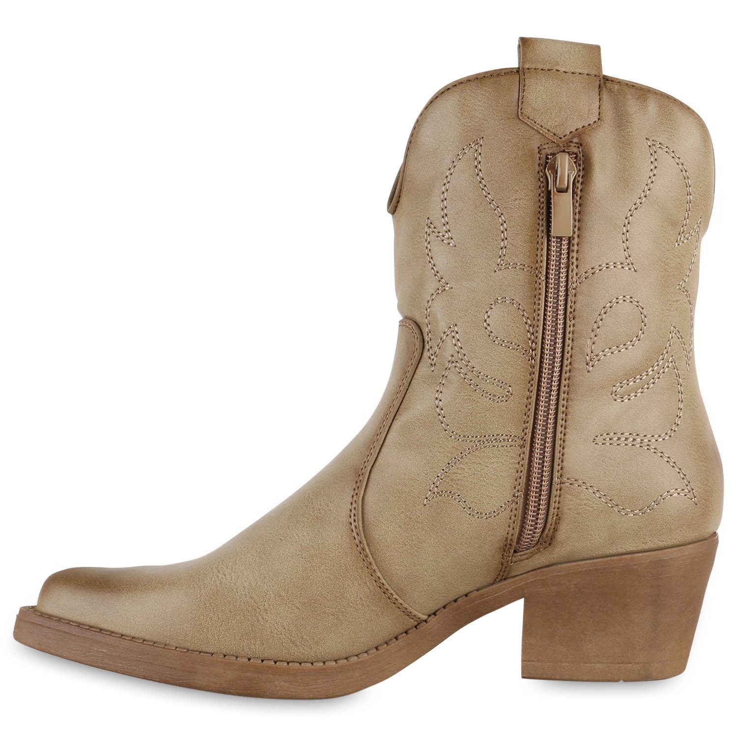 HILL Schuhe Cowboy PU Khaki Boots 835978 VAN