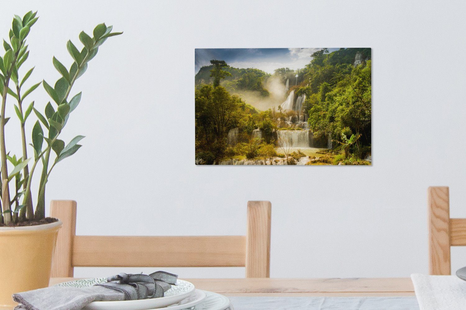 30x20 Leinwandbild - Aufhängefertig, Leinwandbilder, Wasserfälle cm Tropen, Thailand St), Wandbild OneMillionCanvasses® - (1 Wanddeko,