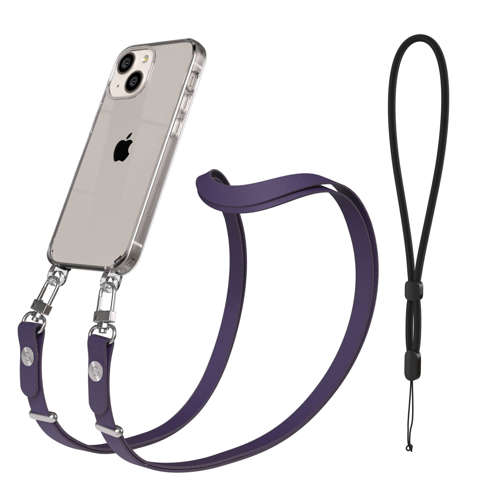 EAZY CASE Handykette für Apple iPhone 13 Mini Handyhülle mit Handyband magnetisch, Handyband in Lila im minimalistischen Design mit 2x2 Anschluss