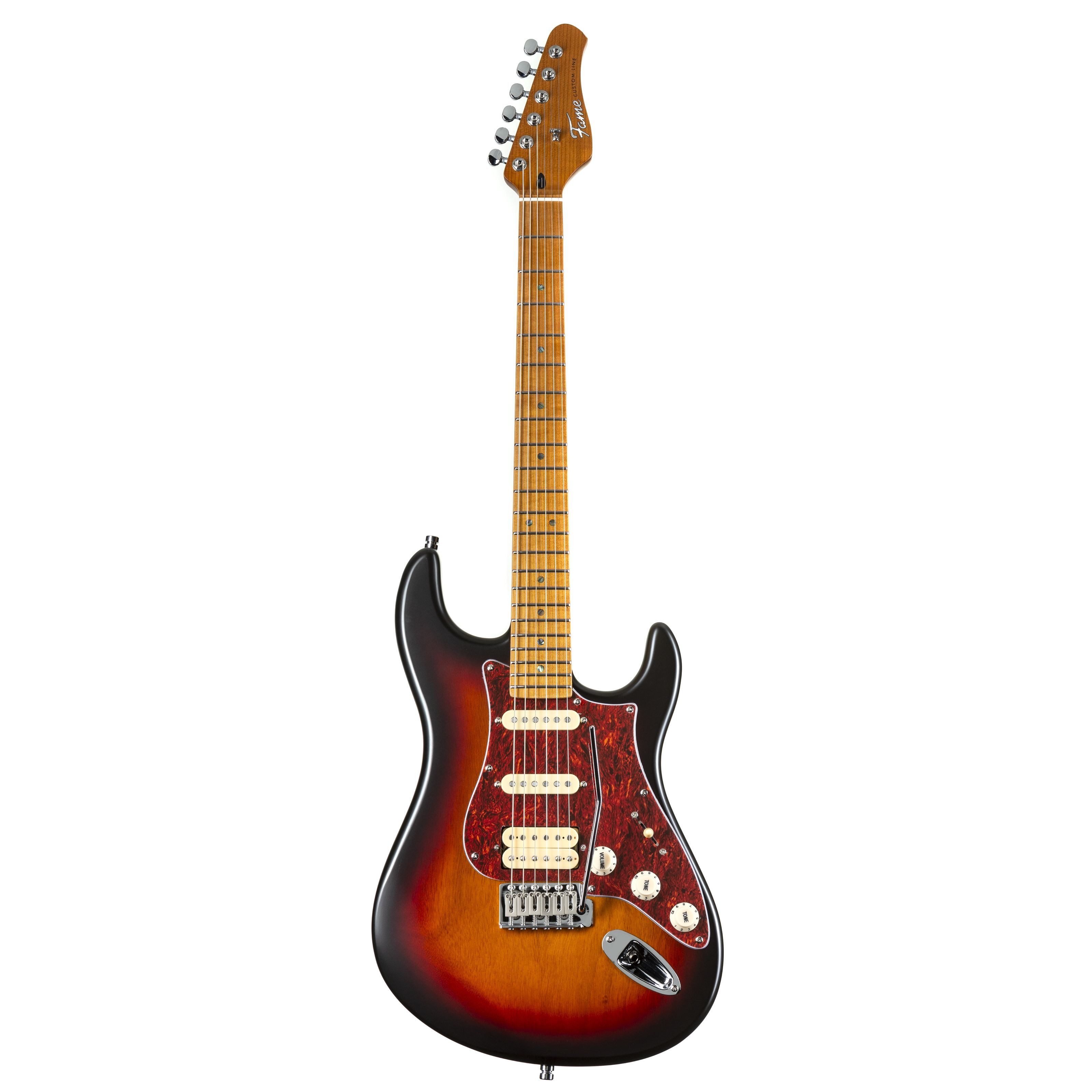 FAME E-Gitarre, E-Gitarren, ST-Modelle, Custom ST HSS MN Sunburst - E-Gitarre