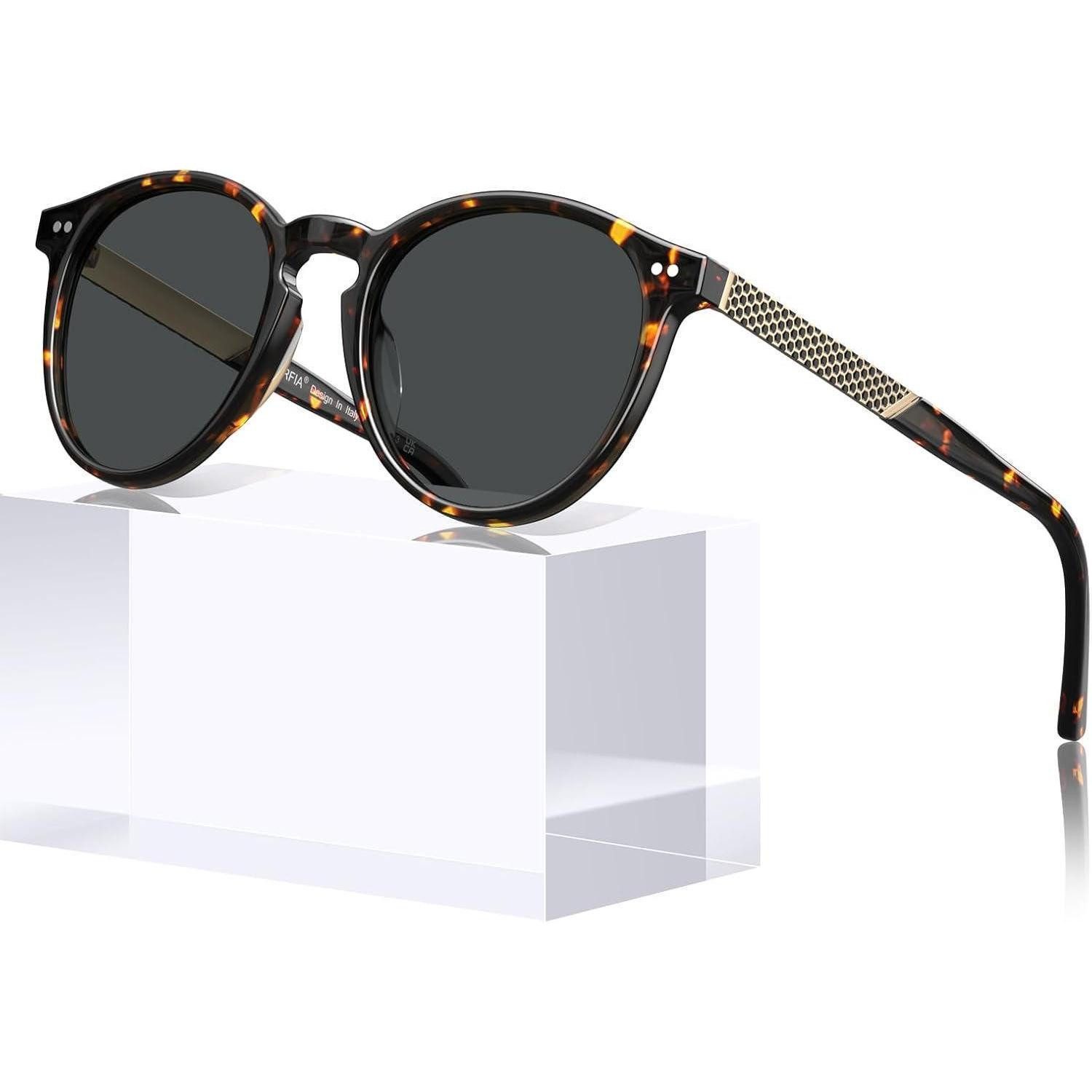 Retrosonnenbrille Sonnenbrille Damen vintage rund Rahmen schildpatt Linsen grau