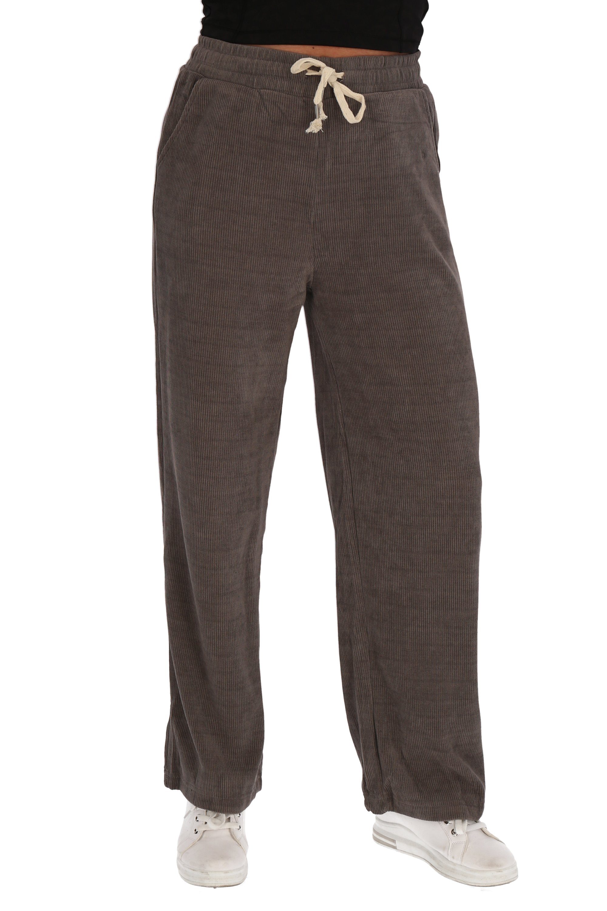 cofi1453 Jogginghose Damen Freizeithose Pantalons Weitem Bein Hose Stoffhose Jogger Baumwol