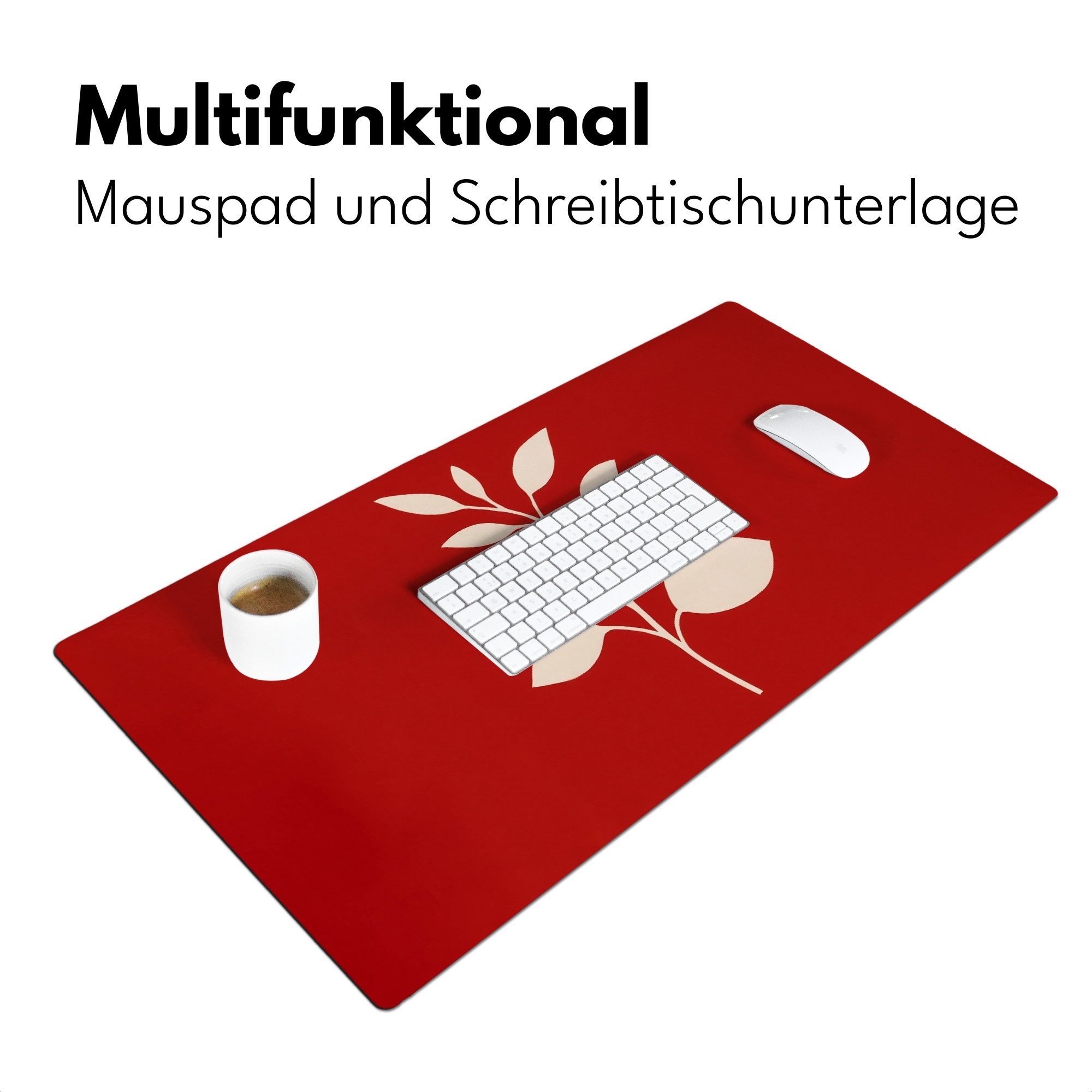 MuchoWow Gaming Mauspad Scherenschnitt - Blätter - Zweig (1-St), Gaming Mauspad XXL, Schreibtischunterlage, Desk Mat Groß, 80x40 cm